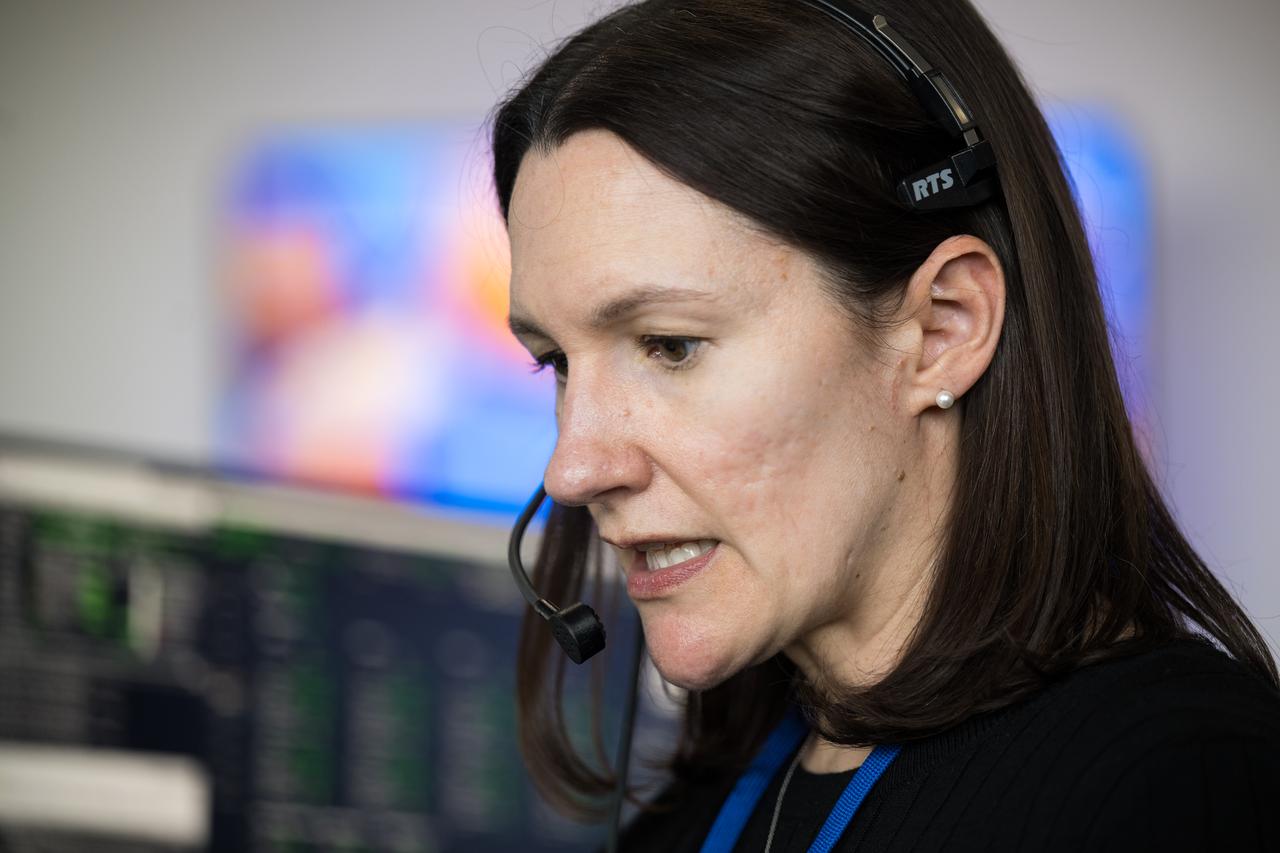 Nicole Jordan, NASA operations manager for the Commercial Crew Program, monitors the countdown during a dress rehearsal in preparation for the launch of a SpaceX Falcon 9 rocket carrying the company's Dragon spacecraft on NASA’s SpaceX Crew-10 mission with NASA astronauts Anne McClain and Nichole Ayers, JAXA (Japan Aerospace Exploration Agency) astronaut Takuya Onishi, and Roscosmos cosmonaut Kirill Peskov onboard, Sunday, March 9, 2025, in the control room of SpaceX’s HangarX at NASA’s Kennedy Space Center in Florida. NASA’s SpaceX Crew-10 mission is the tenth crew rotation mission of the SpaceX Dragon spacecraft and Falcon 9 rocket to the International Space Station as part of the agency’s Commercial Crew Program. McClain, Ayers, Onishi, and Peskov are scheduled to launch at 7:48 p.m. EDT on Wednesday, March 12, from Launch Complex 39A at the NASA's Kennedy Space Center. Photo Credit: (NASA/Aubrey Gemignani)