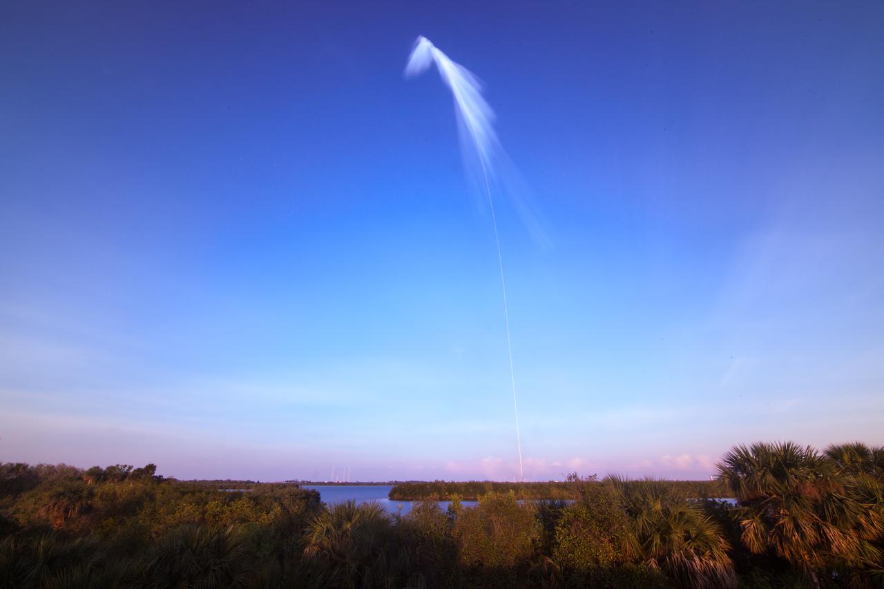 As seen in this 5 minute exposure, a SpaceX Falcon 9 rocket carrying the company's Dragon spacecraft is launched on NASA’s SpaceX Crew-10 mission to the International Space Station with NASA astronauts Anne McClain and Nichole Ayers, JAXA (Japan Aerospace Exploration Agency) astronaut Takuya Onishi, and Roscosmos cosmonaut Kirill Peskov onboard, Friday, March 14, 2025, from NASA's Kennedy Space Center in Florida. NASA’s SpaceX Crew-10 mission is the tenth crew rotation mission of the SpaceX Dragon spacecraft and Falcon 9 rocket to the International Space Station as part of the agency’s Commercial Crew Program. McClain, Ayers, Onishi, and Peskov launched at 7:03 p.m. EDT from Launch Complex 39A at the NASA's Kennedy Space Center to begin their mission aboard the orbital outpost. Photo Credit: (NASA/Aubrey Gemignani)