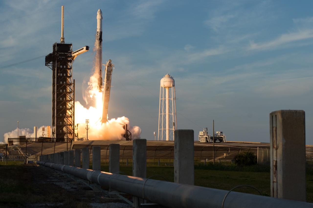 A SpaceX Falcon 9 rocket carrying the company's Dragon spacecraft is launched on NASA’s SpaceX Crew-10 mission to the International Space Station with NASA astronauts Anne McClain and Nichole Ayers, JAXA (Japan Aerospace Exploration Agency) astronaut Takuya Onishi, and Roscosmos cosmonaut Kirill Peskov onboard, Friday, March 14, 2025, from NASA's Kennedy Space Center in Florida. NASA’s SpaceX Crew-10 mission is the tenth crew rotation mission of the SpaceX Dragon spacecraft and Falcon 9 rocket to the International Space Station as part of the agency’s Commercial Crew Program. McClain, Ayers, Onishi, and Peskov launched at 7:03 p.m. EDT from Launch Complex 39A at the NASA's Kennedy Space Center to begin a six month mission aboard the orbital outpost. Photo Credit: (NASA/Aubrey Gemignani)