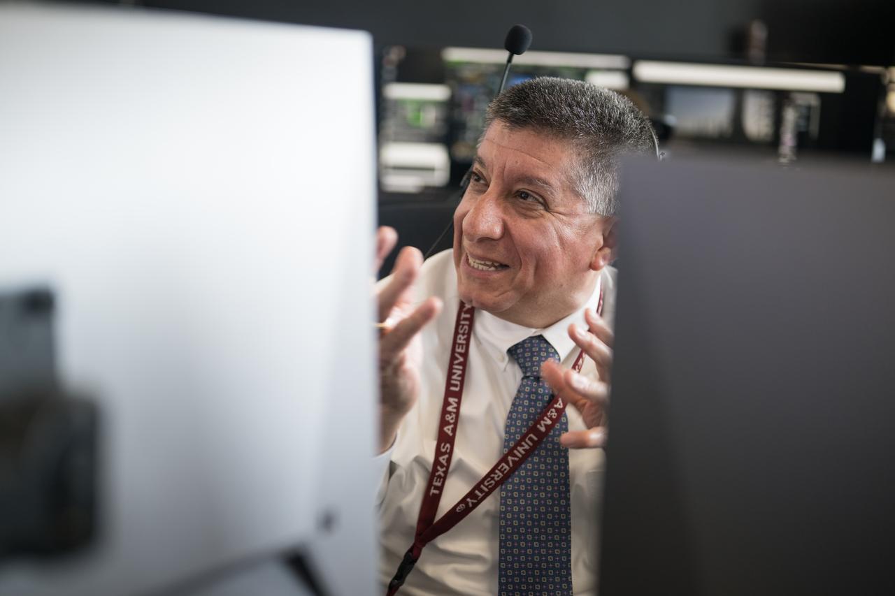 Richard Jones, NASA deputy program manager for the Commercial Crew Program, monitors the launch of a SpaceX Falcon 9 rocket carrying the company's Dragon spacecraft on the Crew-10 mission with NASA astronauts Anne McClain and Nichole Ayers, JAXA (Japan Aerospace Exploration Agency) astronaut Takuya Onishi, and Roscosmos cosmonaut Kirill Peskov onboard, Friday, March 14, 2025, in the control room of SpaceX’s HangarX at NASA’s Kennedy Space Center in Florida. NASA’s SpaceX Crew-10 mission is the tenth crew rotation mission of the SpaceX Dragon spacecraft and Falcon 9 rocket to the International Space Station as part of the agency’s Commercial Crew Program. McClain, Ayers, Onishi, and Peskov launched at 7:03 p.m. EDT, from Launch Complex 39A at the Kennedy Space Center. Photo Credit: (NASA/Aubrey Gemignani)