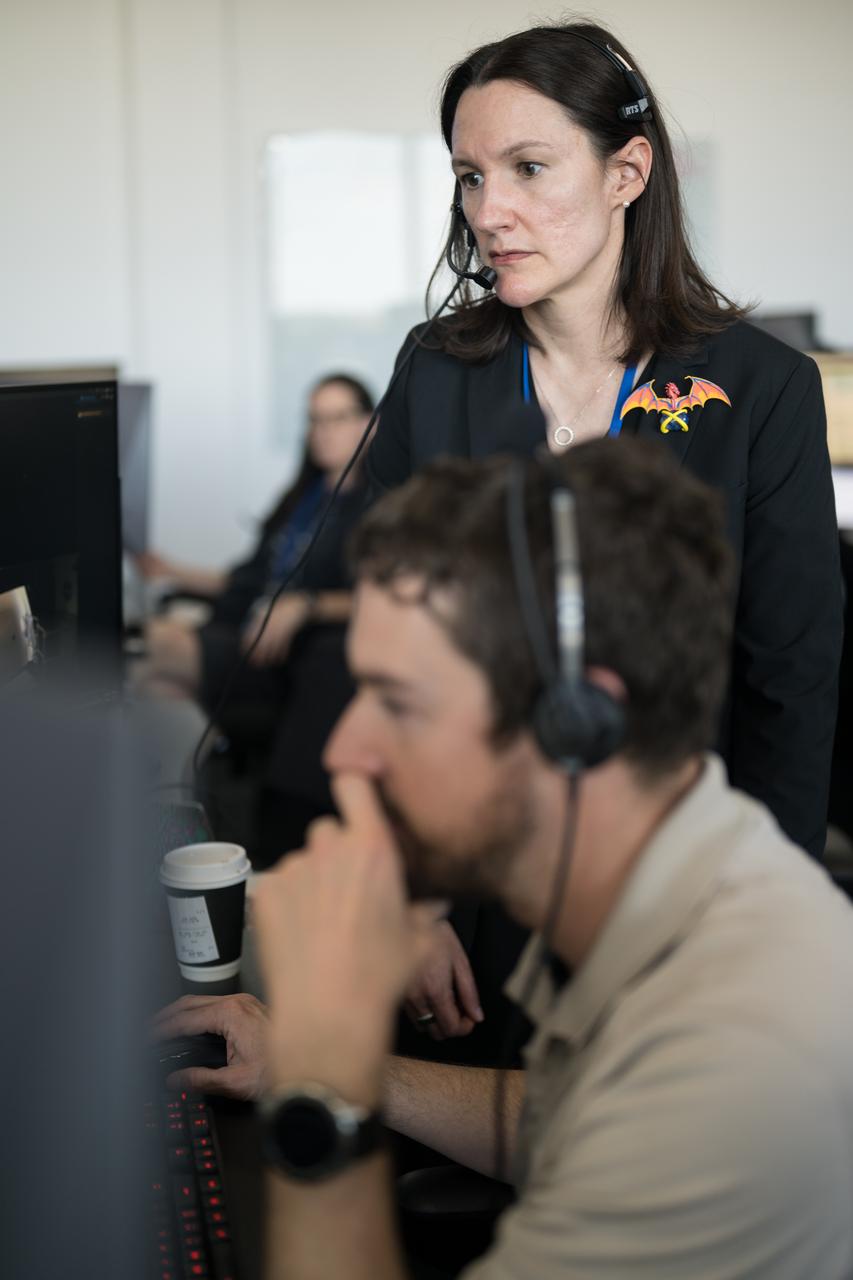 Nicole Jordan, NASA operations manager for the Commercial Crew Program, monitors the launch of a SpaceX Falcon 9 rocket carrying the company's Dragon spacecraft on the Crew-10 mission with NASA astronauts Anne McClain and Nichole Ayers, JAXA (Japan Aerospace Exploration Agency) astronaut Takuya Onishi, and Roscosmos cosmonaut Kirill Peskov onboard, Friday, March 14, 2025, in the control room of SpaceX’s HangarX at NASA’s Kennedy Space Center in Florida. NASA’s SpaceX Crew-10 mission is the tenth crew rotation mission of the SpaceX Dragon spacecraft and Falcon 9 rocket to the International Space Station as part of the agency’s Commercial Crew Program. McClain, Ayers, Onishi, and Peskov launched at 7:03 p.m. EDT, from Launch Complex 39A at the Kennedy Space Center. Photo Credit: (NASA/Aubrey Gemignani)