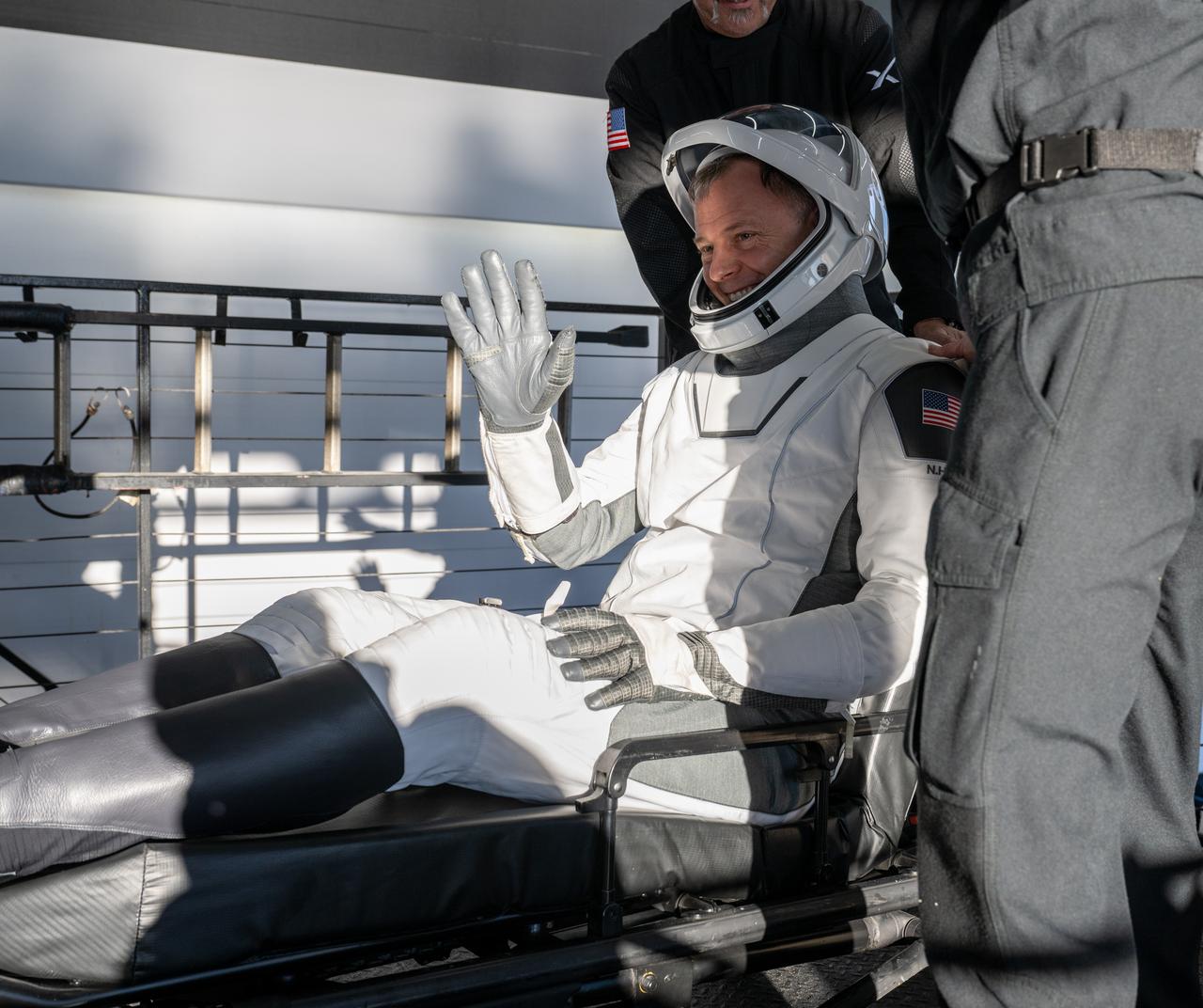NASA astronaut Nick Hague is helped out of a SpaceX Dragon spacecraft onboard the SpaceX recovery ship MEGAN after he, NASA astronauts Suni Williams, Butch Wilmore, and Roscosmos cosmonaut Aleksandr Gorbunov landed in the water off the coast of Tallahassee, Florida, Tuesday, March 18, 2025. Hague, Gorbunov, Williams, and Wilmore are returning from a long-duration science expedition aboard the International Space Station. Photo Credit: (NASA/Keegan Barber)