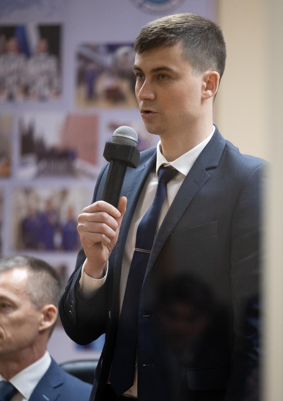Roscosmos cosmonaut Alexey Zubritskiy is seen during the State Commission meeting to approve the Soyuz launch of Expedition 73 to the International Space Station, Monday, April 7, 2025, at the Cosmonaut Hotel in Baikonur, Kazakhstan. Expedition 73 crew members: NASA astronaut Jonny Kim, and Roscosmos cosmonauts Sergey Ryzhikov and Alexey Zubritskiy, are scheduled to launch aboard their Soyuz MS-27 spacecraft on April 8. Photo Credit: (NASA/Joel Kowsky)