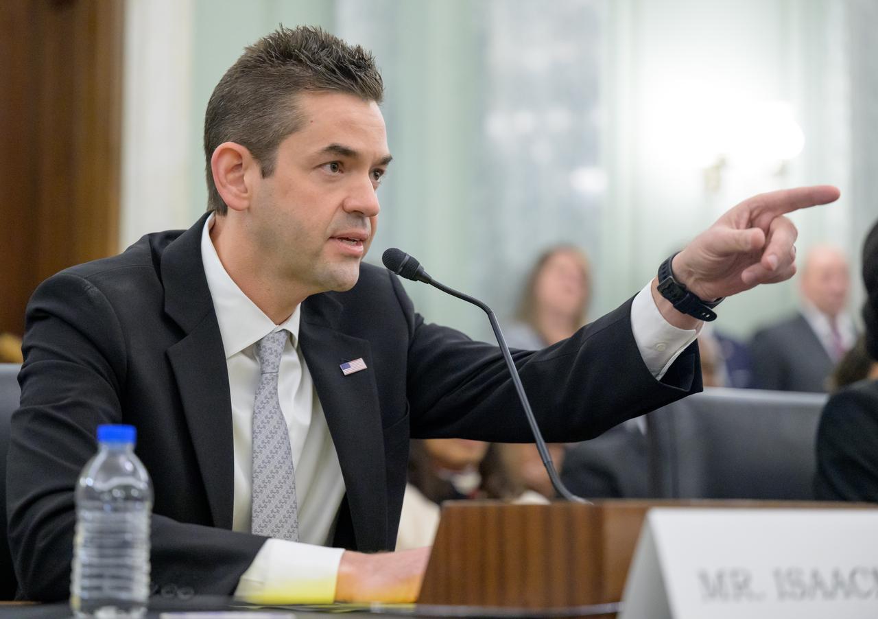 Jared Isaacman, President Donald Trump’s nominee to be the next administrator of NASA, appears before the Senate Committee on Commerce, Science, and Transportation, Wednesday, April 9, 2025, at the Russell Senate Office Building in Washington. Photo Credit: (NASA/Bill Ingalls)