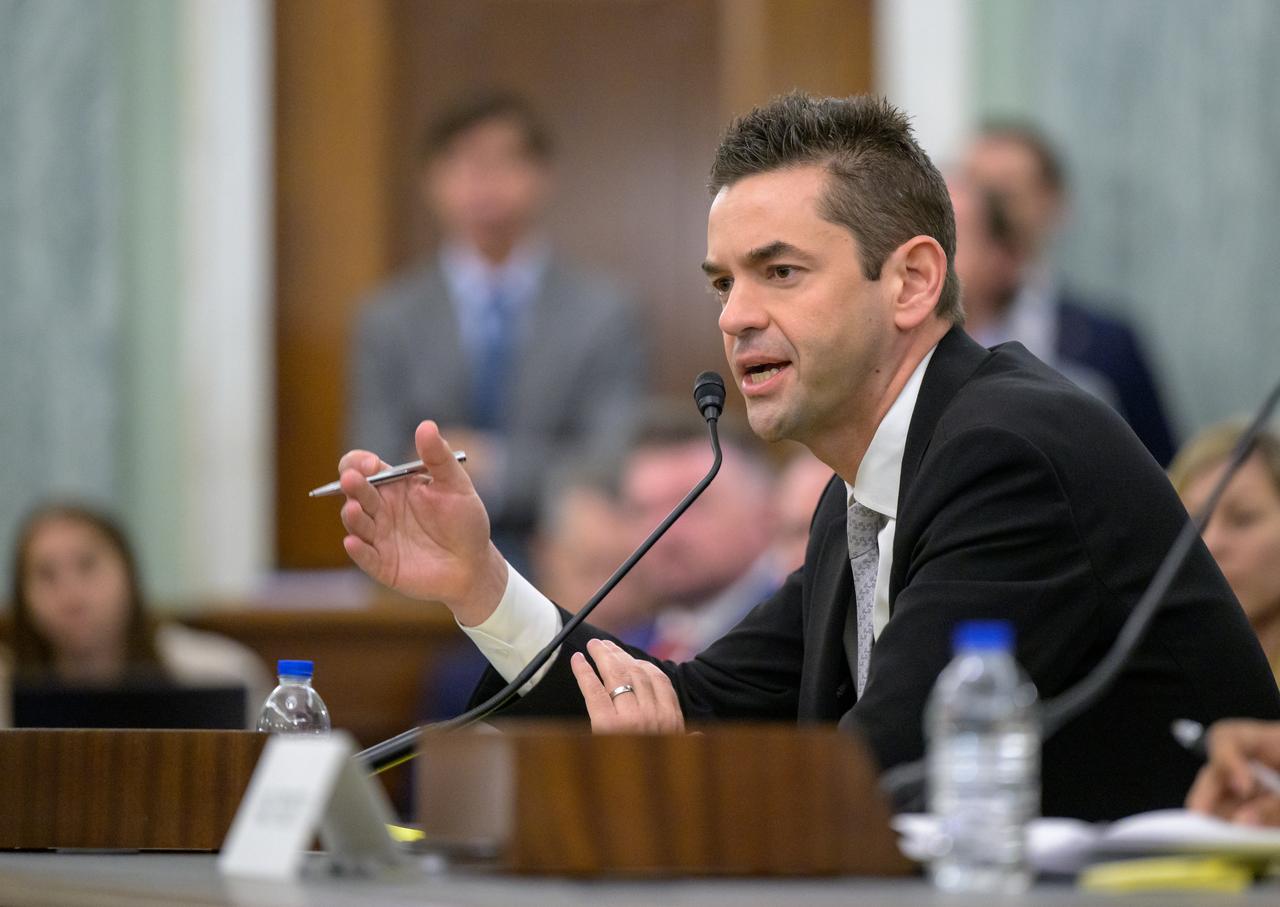 Jared Isaacman, President Donald Trump’s nominee to be the next administrator of NASA, appears before the Senate Committee on Commerce, Science, and Transportation, Wednesday, April 9, 2025, at the Russell Senate Office Building in Washington. Photo Credit: (NASA/Bill Ingalls)