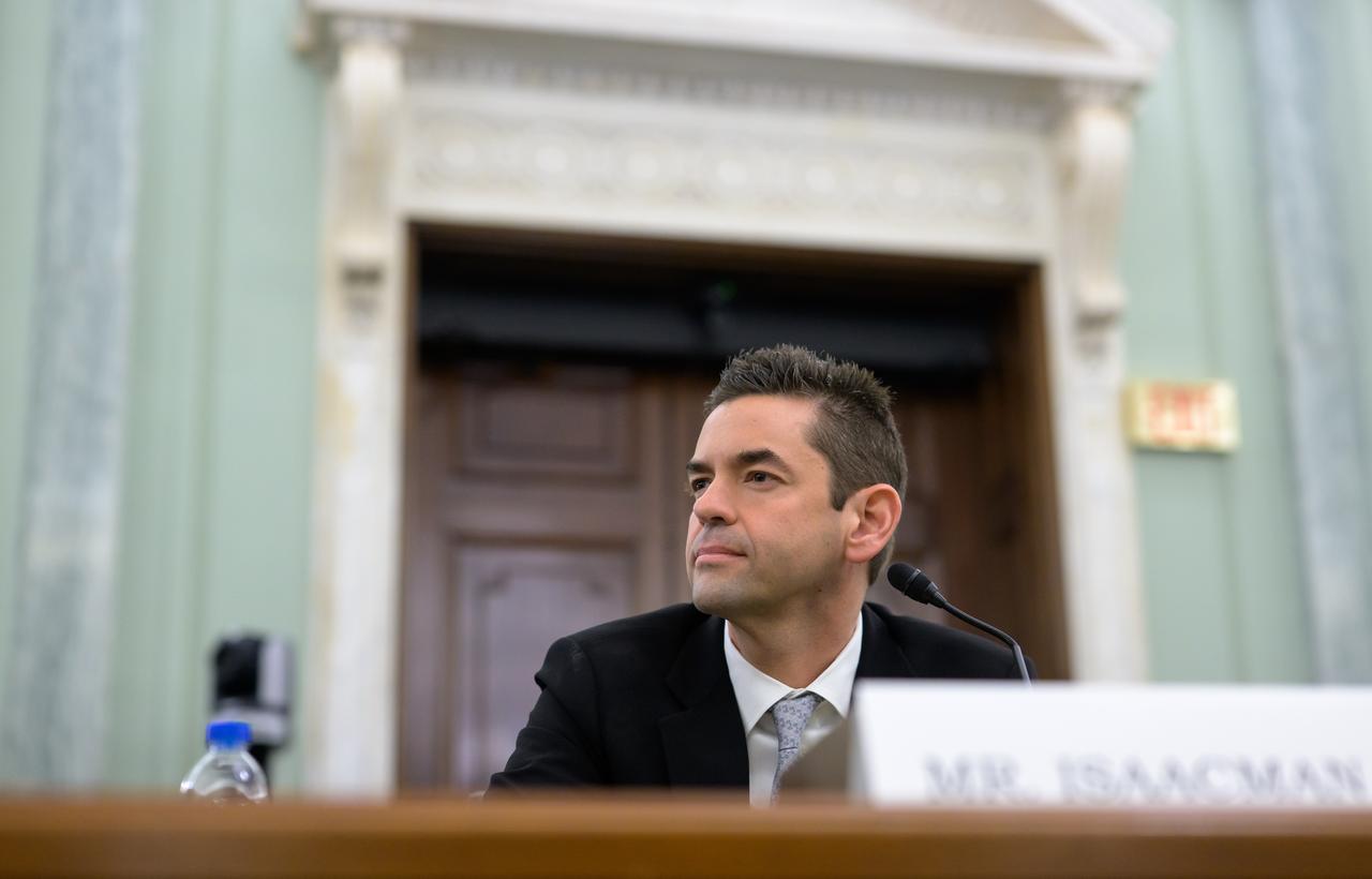 Jared Isaacman, President Donald Trump’s nominee to be the next administrator of NASA, appears before the Senate Committee on Commerce, Science, and Transportation, Wednesday, April 9, 2025, at the Russell Senate Office Building in Washington. Photo Credit: (NASA/Bill Ingalls)