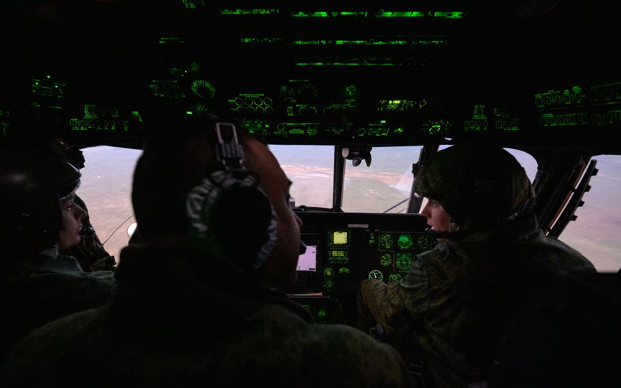 Recovery teams are seen aboard a Russian MI-8 helicopter as they support the landing of Expedition 72 NASA astronaut Don Pettit, and Roscosmos cosmonauts Alexey Ovchinin and Ivan Vagner, Sunday, April 20, 2025. The trio are returning to Earth after logging 220 days in space as members of Expeditions 71 and 72 aboard the International Space Station. Photo Credit: (NASA/Bill Ingalls)