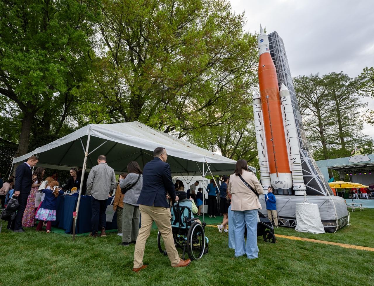 Guests participate in STEM activities during the White House Easter Egg Roll, Monday, April 21, 2025, on the South Lawn of the White House in Washington. Photo Credit: (NASA/Keegan Barber)