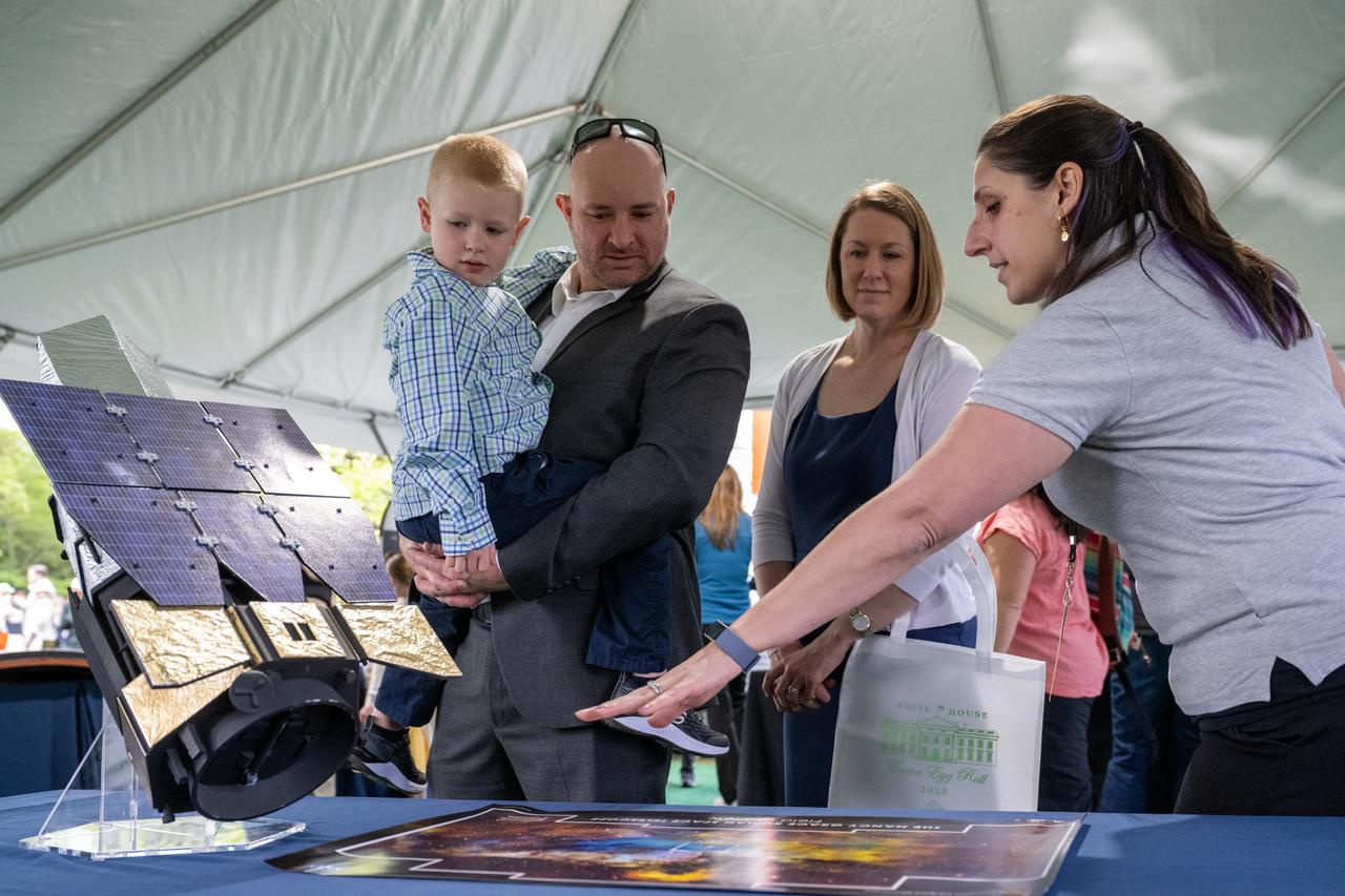 Guests participate in STEM activities during the White House Easter Egg Roll, Monday, April 21, 2025, on the South Lawn of the White House in Washington. Photo Credit: (NASA/Keegan Barber)