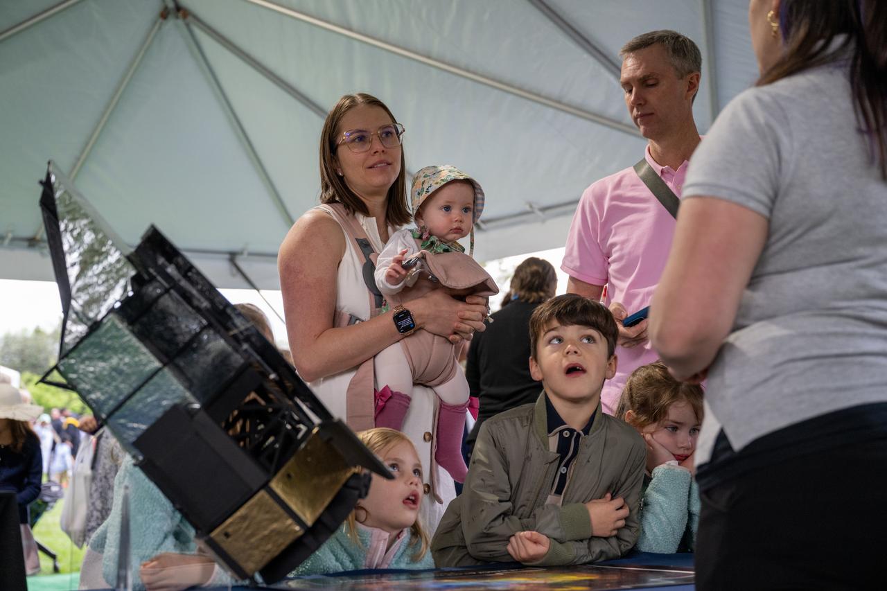 Guests participate in STEM activities during the White House Easter Egg Roll, Monday, April 21, 2025, on the South Lawn of the White House in Washington. Photo Credit: (NASA/Keegan Barber)
