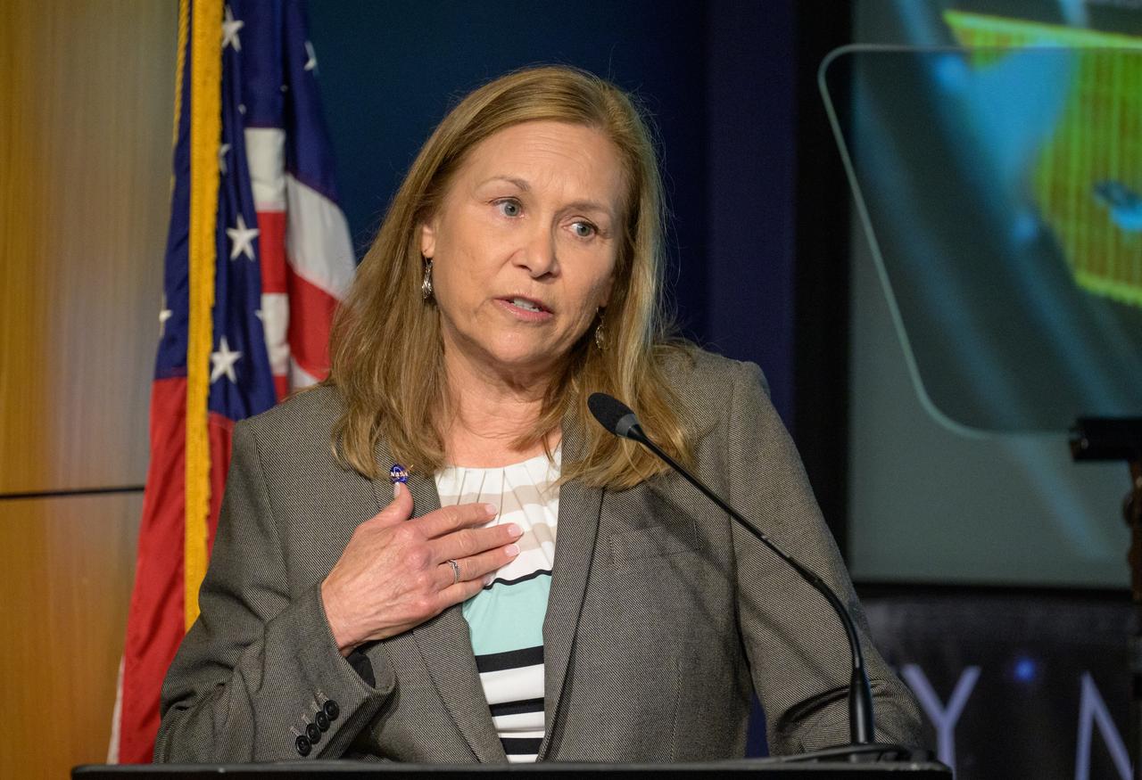 Acting NASA Administrator Janet Petro is seen during a NASA town hall event, Wednesday, June 25, 2025, at the NASA Headquarters Mary W. Jackson Building in Washington. Photo Credit: (NASA/Bill Ingalls)
