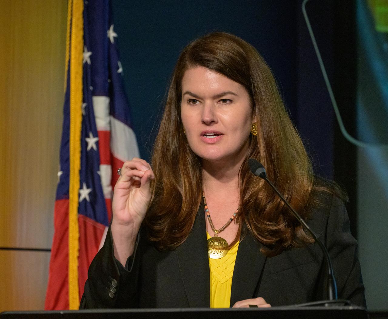 NASA Deputy Associate Administrator Casey Swails is seen during a NASA town hall event, Wednesday, June 25, 2025, at the NASA Headquarters Mary W. Jackson Building in Washington. Photo Credit: (NASA/Bill Ingalls)