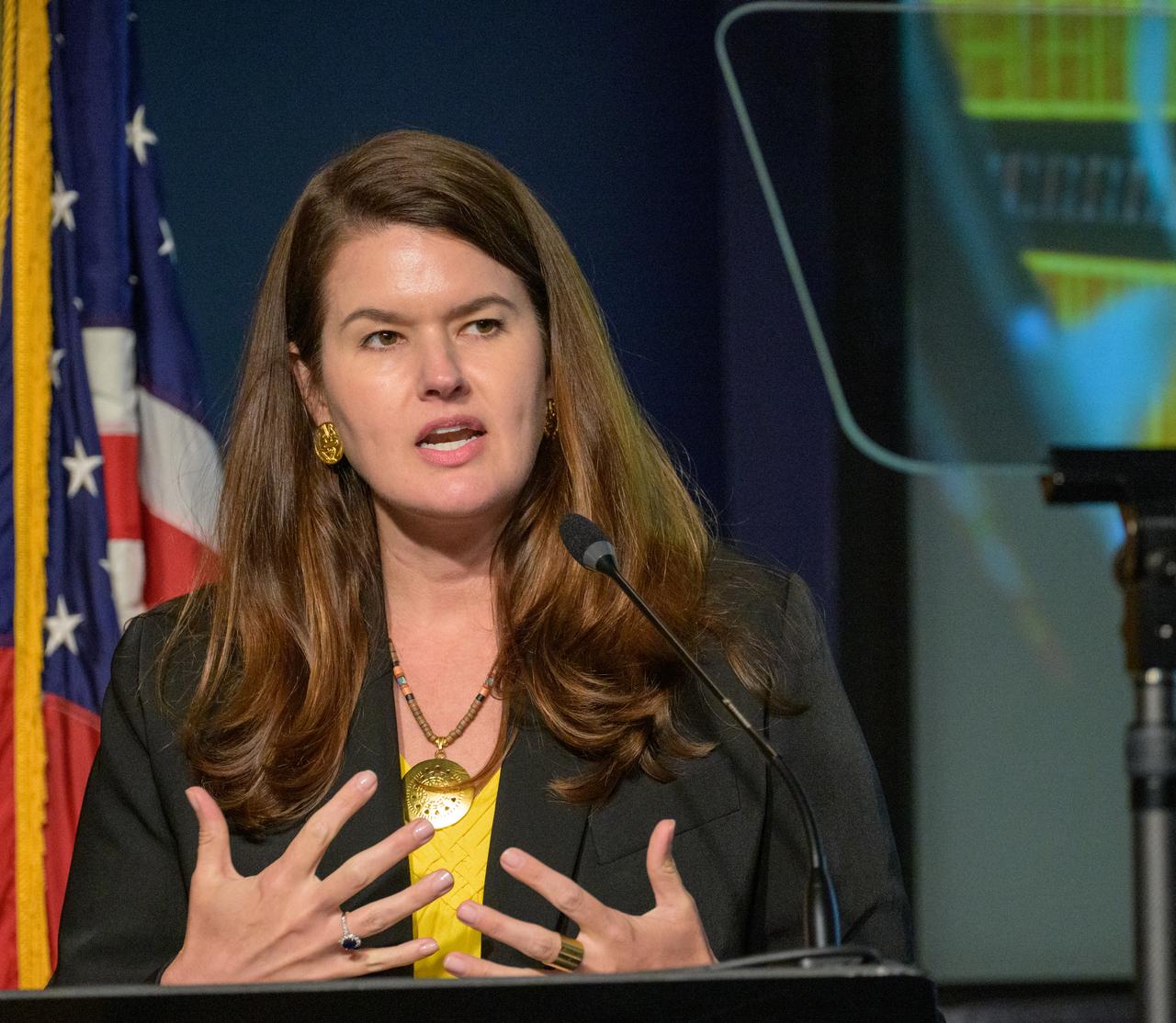 NASA Deputy Associate Administrator Casey Swails is seen during a NASA town hall event, Wednesday, June 25, 2025, at the NASA Headquarters Mary W. Jackson Building in Washington. Photo Credit: (NASA/Bill Ingalls)