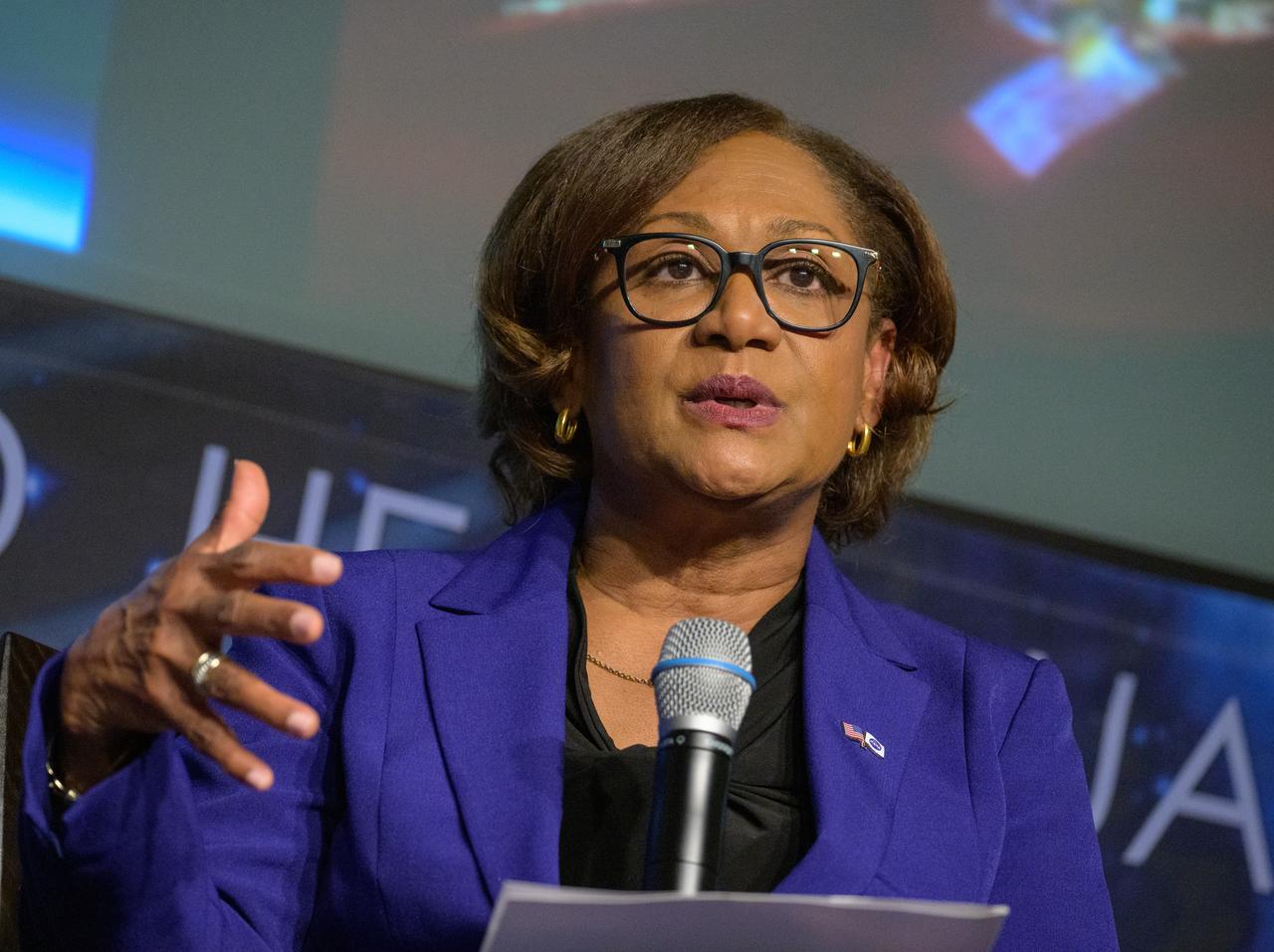 Acting NASA Associate Administrator Vanessa Wyche is seen during a NASA town hall event, Wednesday, June 25, 2025, at the NASA Headquarters Mary W. Jackson Building in Washington. Photo Credit: (NASA/Bill Ingalls)