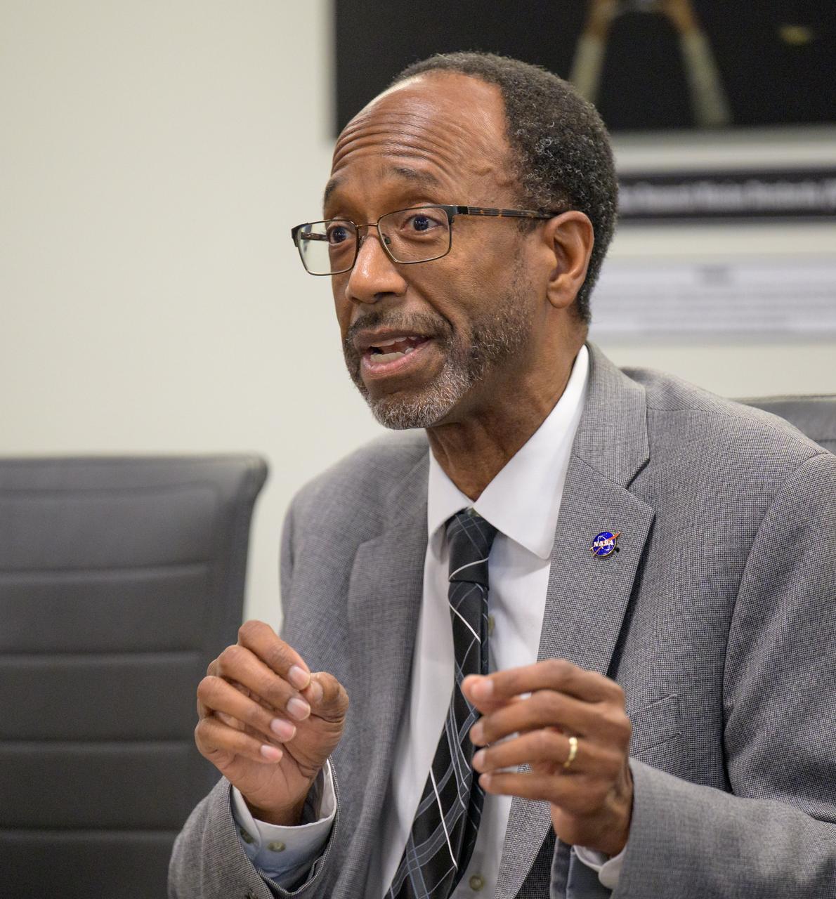 Associate Administrator for NASA's Space Technology Mission Directorate Clayton Turner speaks with acting NASA Administrator Sean Duffy, Friday, July 18, 2025, at the Mary W. Jackson NASA Headquarters Building in Washington. Photo Credit: (NASA/Bill Ingalls)