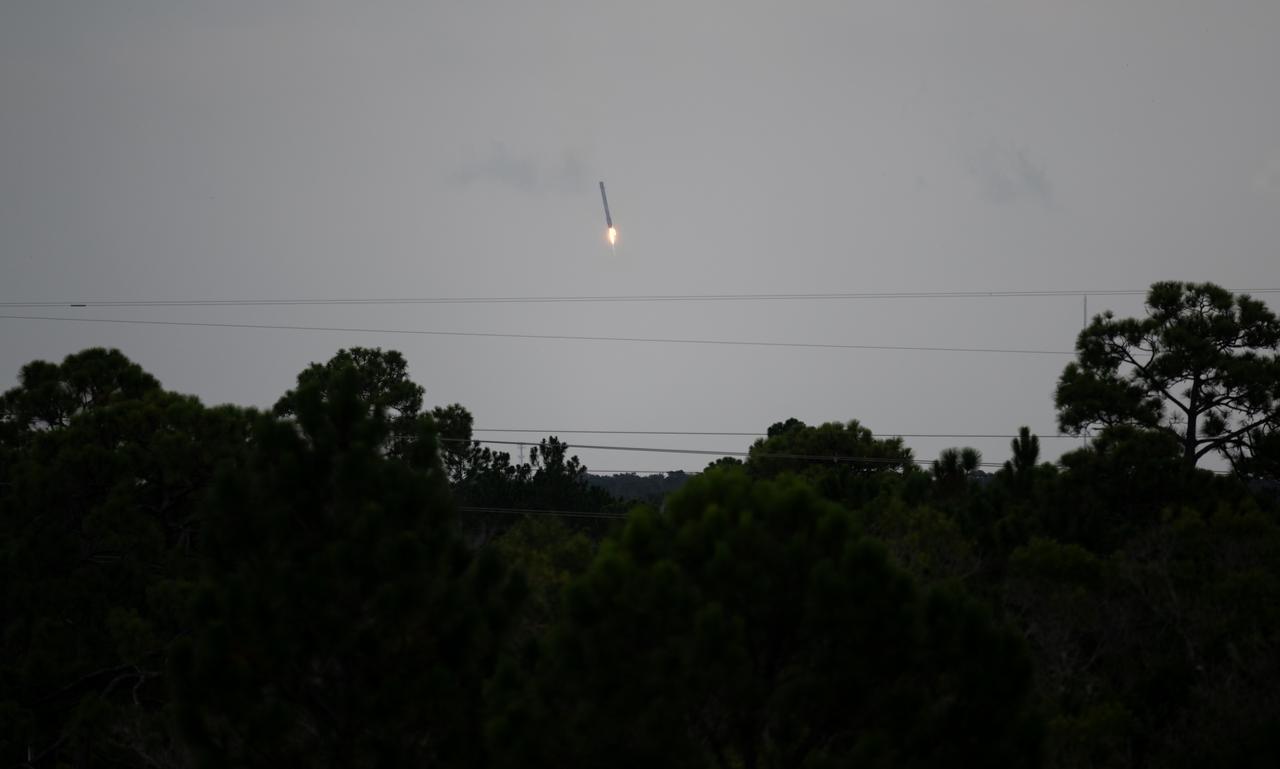 The first stage of a SpaceX Falcon 9 lands at Landing Zone 1 after launching the company’s Dragon spacecraft on NASA’s SpaceX Crew-11 mission to the International Space Station with NASA astronauts Zena Cardman, Mike Fincke, JAXA (Japan Aerospace Exploration Agency) astronaut Kimiya Yui, and Roscosmos cosmonaut Oleg Platonov onboard, Friday, Aug. 1, 2025, from NASA's Kennedy Space Center in Florida. NASA’s SpaceX Crew-11 mission is the eleventh crew rotation mission of the SpaceX Dragon spacecraft and Falcon 9 rocket to the International Space Station as part of the agency’s Commercial Crew Program. Cardman, Fincke, Yui, Platonov launched at 11:43 a.m. EDT from Launch Complex 39A at the NASA's Kennedy Space Center to begin a six month mission aboard the orbital outpost. Photo Credit: (NASA/Joel Kowsky)