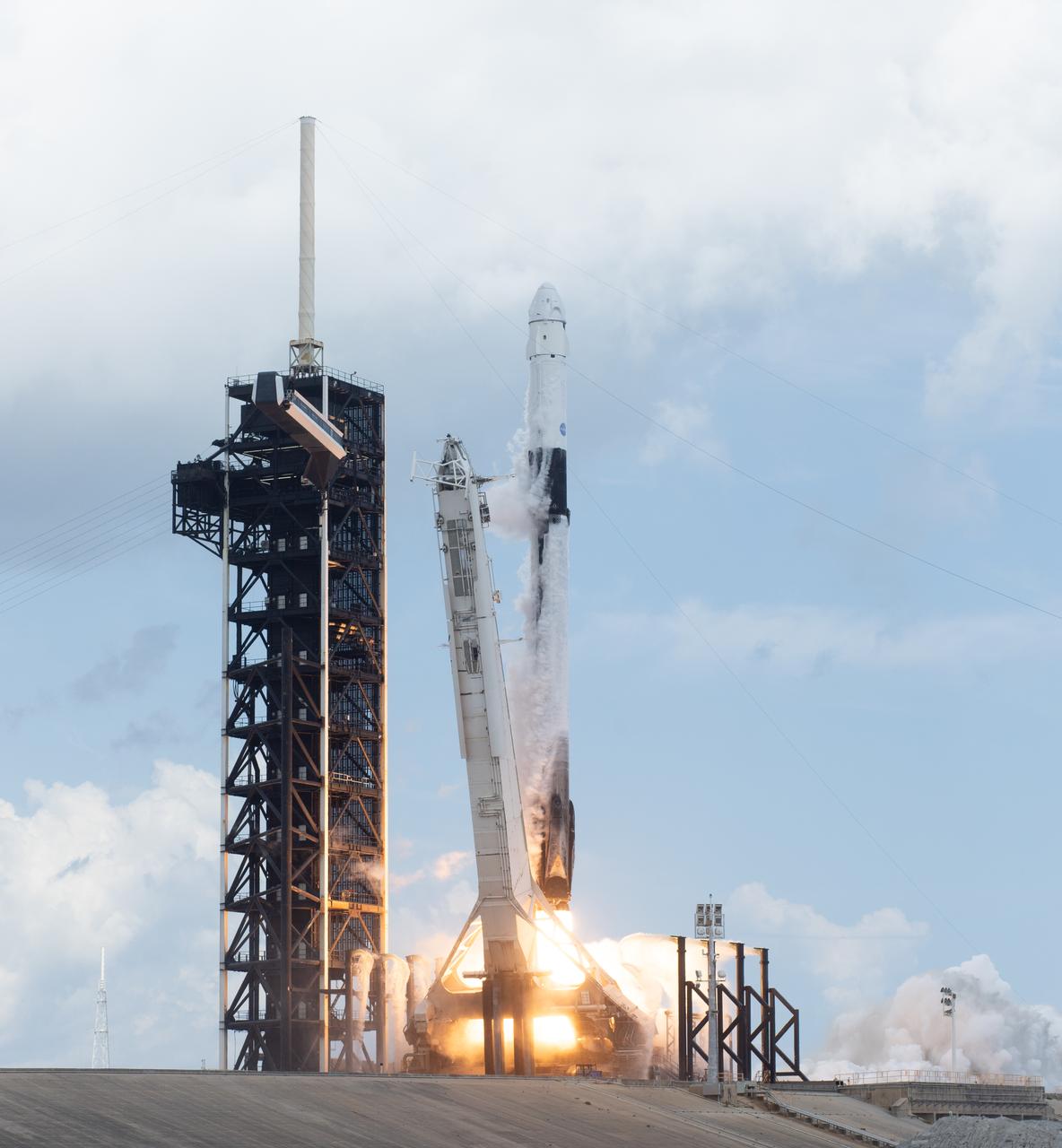 A SpaceX Falcon 9 rocket carrying the company's Dragon spacecraft is launched on NASA’s SpaceX Crew-11 mission to the International Space Station with NASA astronauts Zena Cardman, Mike Fincke, JAXA (Japan Aerospace Exploration Agency) astronaut Kimiya Yui, and Roscosmos cosmonaut Oleg Platonov onboard, Friday, Aug. 1, 2025, from NASA's Kennedy Space Center in Florida. NASA’s SpaceX Crew-11 mission is the eleventh crew rotation mission of the SpaceX Dragon spacecraft and Falcon 9 rocket to the International Space Station as part of the agency’s Commercial Crew Program. Cardman, Fincke, Yui, Platonov launched at 11:43 a.m. EDT from Launch Complex 39A at the NASA's Kennedy Space Center to begin a six month mission aboard the orbital outpost. Photo Credit: (NASA/Joel Kowsky)
