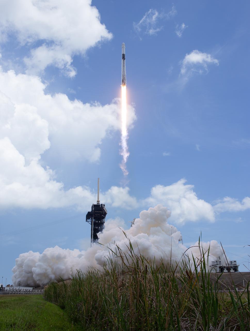 A SpaceX Falcon 9 rocket carrying the company's Dragon spacecraft is launched on NASA’s SpaceX Crew-11 mission to the International Space Station with NASA astronauts Zena Cardman, Mike Fincke, JAXA (Japan Aerospace Exploration Agency) astronaut Kimiya Yui, and Roscosmos cosmonaut Oleg Platonov onboard, Friday, Aug. 1, 2025, from NASA's Kennedy Space Center in Florida. NASA’s SpaceX Crew-11 mission is the eleventh crew rotation mission of the SpaceX Dragon spacecraft and Falcon 9 rocket to the International Space Station as part of the agency’s Commercial Crew Program. Cardman, Fincke, Yui, Platonov launched at 11:43 a.m. EDT from Launch Complex 39A at the NASA's Kennedy Space Center to begin a six month mission aboard the orbital outpost. Photo Credit: (NASA/Joel Kowsky)