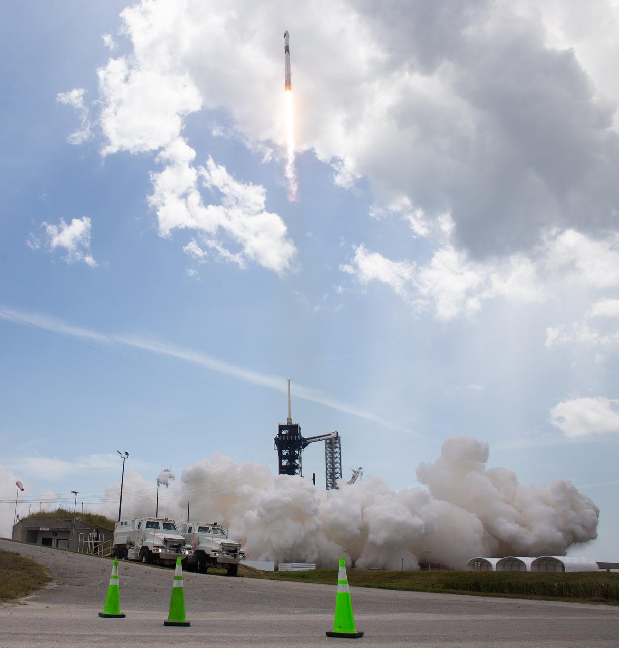 A SpaceX Falcon 9 rocket carrying the company's Dragon spacecraft is launched on NASA’s SpaceX Crew-11 mission to the International Space Station with NASA astronauts Zena Cardman, Mike Fincke, JAXA (Japan Aerospace Exploration Agency) astronaut Kimiya Yui, and Roscosmos cosmonaut Oleg Platonov onboard, Friday, Aug. 1, 2025, from NASA's Kennedy Space Center in Florida. NASA’s SpaceX Crew-11 mission is the eleventh crew rotation mission of the SpaceX Dragon spacecraft and Falcon 9 rocket to the International Space Station as part of the agency’s Commercial Crew Program. Cardman, Fincke, Yui, Platonov launched at 11:43 a.m. EDT from Launch Complex 39A at the NASA's Kennedy Space Center to begin a six month mission aboard the orbital outpost. Photo Credit: (NASA/Joel Kowsky)