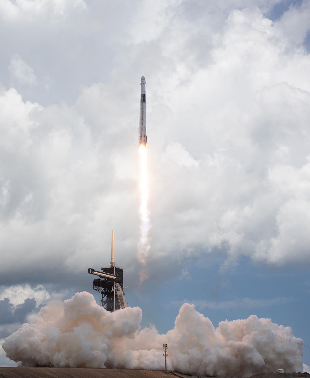 A SpaceX Falcon 9 rocket carrying the company's Dragon spacecraft is launched on NASA’s SpaceX Crew-11 mission to the International Space Station with NASA astronauts Zena Cardman, Mike Fincke, JAXA (Japan Aerospace Exploration Agency) astronaut Kimiya Yui, and Roscosmos cosmonaut Oleg Platonov onboard, Friday, Aug. 1, 2025, from NASA's Kennedy Space Center in Florida. NASA’s SpaceX Crew-11 mission is the eleventh crew rotation mission of the SpaceX Dragon spacecraft and Falcon 9 rocket to the International Space Station as part of the agency’s Commercial Crew Program. Cardman, Fincke, Yui, Platonov launched at 11:43 a.m. EDT from Launch Complex 39A at the NASA's Kennedy Space Center to begin a six month mission aboard the orbital outpost. Photo Credit: (NASA/Joel Kowsky)
