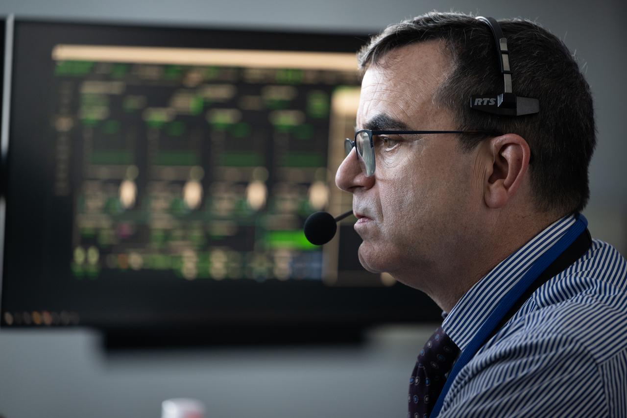 Dr. J.D. Polk, NASA's Chief Health and Medical Officer, monitors the countdown of the launch of a SpaceX Falcon 9 rocket carrying the company's Dragon spacecraft on NASA’s SpaceX Crew-11 mission with NASA astronauts Zena Cardman, Mike Fincke, JAXA (Japan Aerospace Exploration Agency) astronaut Kimiya Yui, and Roscosmos cosmonaut Oleg Platonov onboard, Friday, Aug. 1, 2025, in the control center of SpaceX’s HangarX at NASA’s Kennedy Space Center in Florida. NASA’s SpaceX Crew-11 mission is the eleventh crew rotation mission of the SpaceX Dragon spacecraft and Falcon 9 rocket to the International Space Station as part of the agency’s Commercial Crew Program. Cardman, Fincke, Yui, Platonov launched at 11:43 a.m. EDT, from Launch Complex 39A at the NASA's Kennedy Space Center. Photo Credit: (NASA/Joel Kowsky)