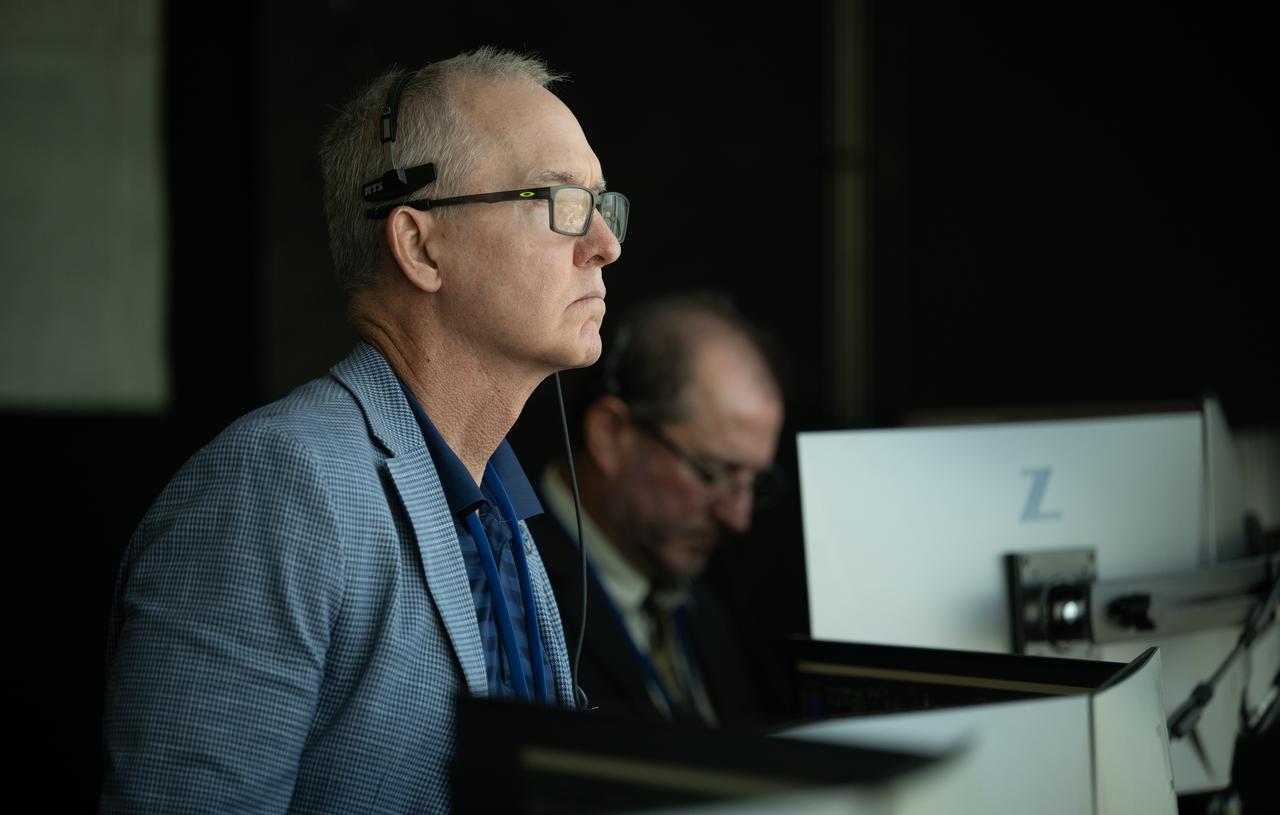 W. Russ DeLoach, NASA's Chief of Safety and Mission Assurance, monitors the countdown of the launch of a SpaceX Falcon 9 rocket carrying the company's Dragon spacecraft on NASA’s SpaceX Crew-11 mission with NASA astronauts Zena Cardman, Mike Fincke, JAXA (Japan Aerospace Exploration Agency) astronaut Kimiya Yui, and Roscosmos cosmonaut Oleg Platonov onboard, Friday, Aug. 1, 2025, in the control center of SpaceX’s HangarX at NASA’s Kennedy Space Center in Florida. NASA’s SpaceX Crew-11 mission is the eleventh crew rotation mission of the SpaceX Dragon spacecraft and Falcon 9 rocket to the International Space Station as part of the agency’s Commercial Crew Program. Cardman, Fincke, Yui, Platonov launched at 11:43 a.m. EDT, from Launch Complex 39A at the NASA's Kennedy Space Center. Photo Credit: (NASA/Joel Kowsky)