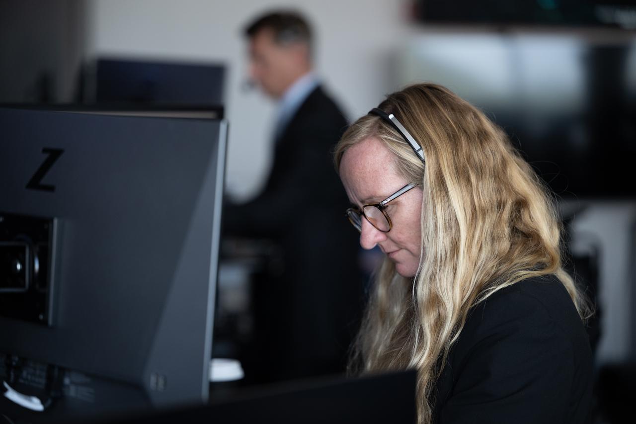 Carla Rekucki, NASA Commercial Crew Program mission manager, monitors the countdown of the launch of a SpaceX Falcon 9 rocket carrying the company's Dragon spacecraft on NASA’s SpaceX Crew-11 mission with NASA astronauts Zena Cardman, Mike Fincke, JAXA (Japan Aerospace Exploration Agency) astronaut Kimiya Yui, and Roscosmos cosmonaut Oleg Platonov onboard, Friday, Aug. 1, 2025, in the control center of SpaceX’s HangarX at NASA’s Kennedy Space Center in Florida. NASA’s SpaceX Crew-11 mission is the eleventh crew rotation mission of the SpaceX Dragon spacecraft and Falcon 9 rocket to the International Space Station as part of the agency’s Commercial Crew Program. Cardman, Fincke, Yui, Platonov launched at 11:43 a.m. EDT, from Launch Complex 39A at the NASA's Kennedy Space Center. Photo Credit: (NASA/Joel Kowsky)