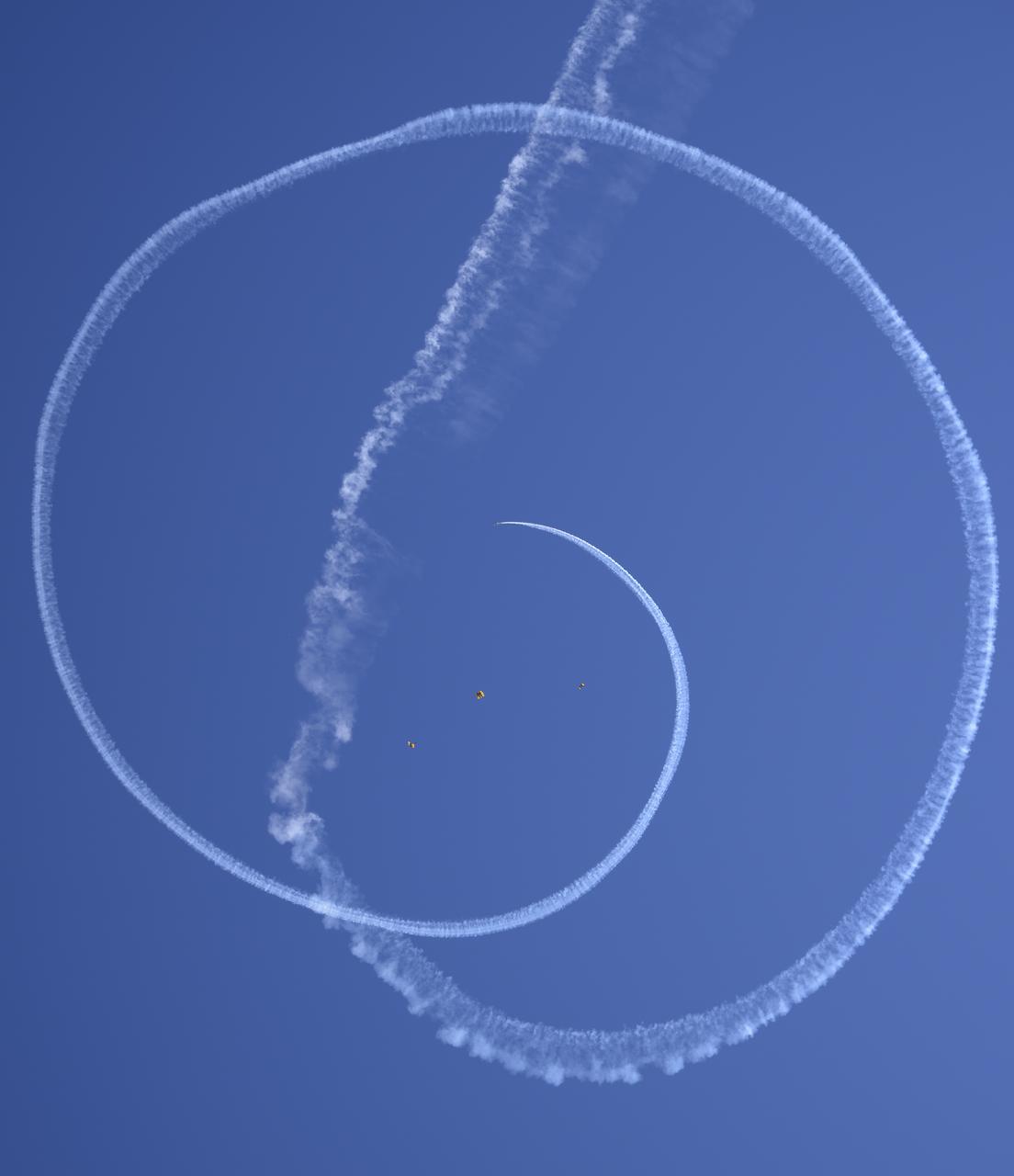 The United States Army Parachute Team, the Golden Knights, are seen during the opening ceremony of the Joint Base Andrews Air Show, Friday, Sept. 12, 2025, at Joint Base Andrews in Prince George's County, Maryland. NASA astronaut Nick Hague was on hand to provide remarks and meet with guests. Hague spent 171 days onboard the International Space Station as part of Expedition 72. Photo Credit: (NASA/Bill Ingalls)