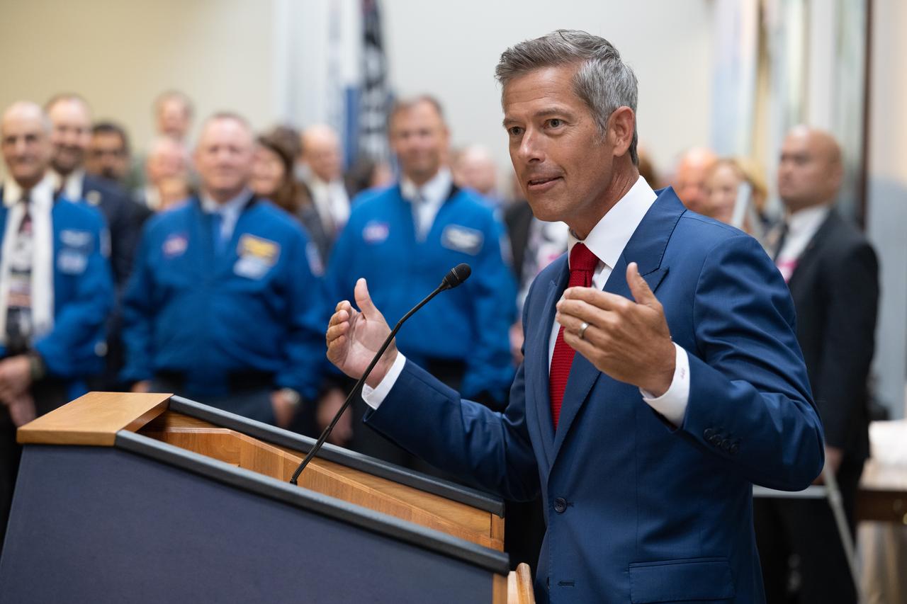 Acting NASA Administrator Sean Duffy delivers remarks during NASA’s Day on the Hill, Tuesday, Sept. 16, 2025, at the Hart Senate Office Building in Washington.  Photo Credit: (NASA/Joel Kowsky)