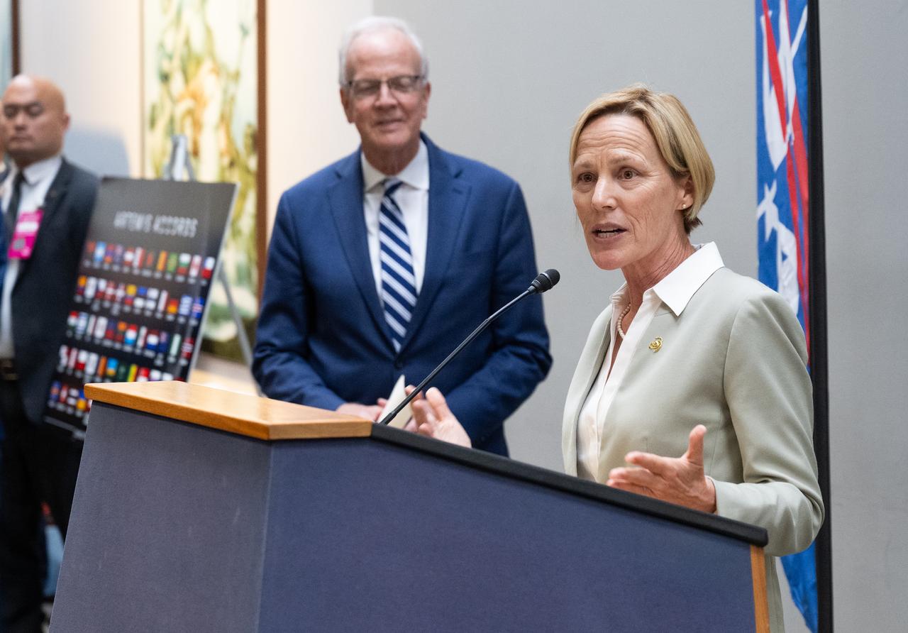 Heather Pringle, CEO of Space Foundation, gives remarks during NASA’s Day on the Hill, Tuesday, Sept. 16, 2025, at the Hart Senate Office Building in Washington.  Photo Credit: (NASA/Joel Kowsky)