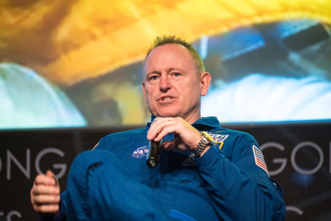 NASA astronaut Butch Wilmore speaks about his time onboard the International Space Station as part of Expedition 72, Wednesday, Sept. 17, 2025, during an employee engagement event at the Mary W. Jackson NASA Headquarters building in Washington. Nick Hague, Suni Williams, Butch Wilmore, and Don Pettit served as part of Expedition 72 onboard the orbiting laboratory. Photo Credit: (NASA/Aubrey Gemignani)