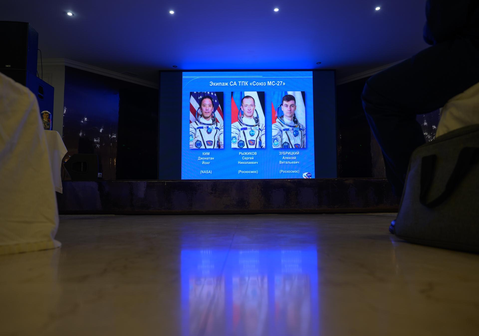 NASA, Roscosmos, and Russian Search and Recovery Forces meet at the Cosmonaut Hotel in Karaganda, Kazakhstan, Sunday, Dec. 7, 2025, to discuss the readiness for the landing of Expedition 73 NASA astronaut Jonny Kim, and Roscosmos cosmonauts Sergey Ryzhikov, and Alexey Zubritsky. Photo Credit: (NASA/Bill Ingalls)