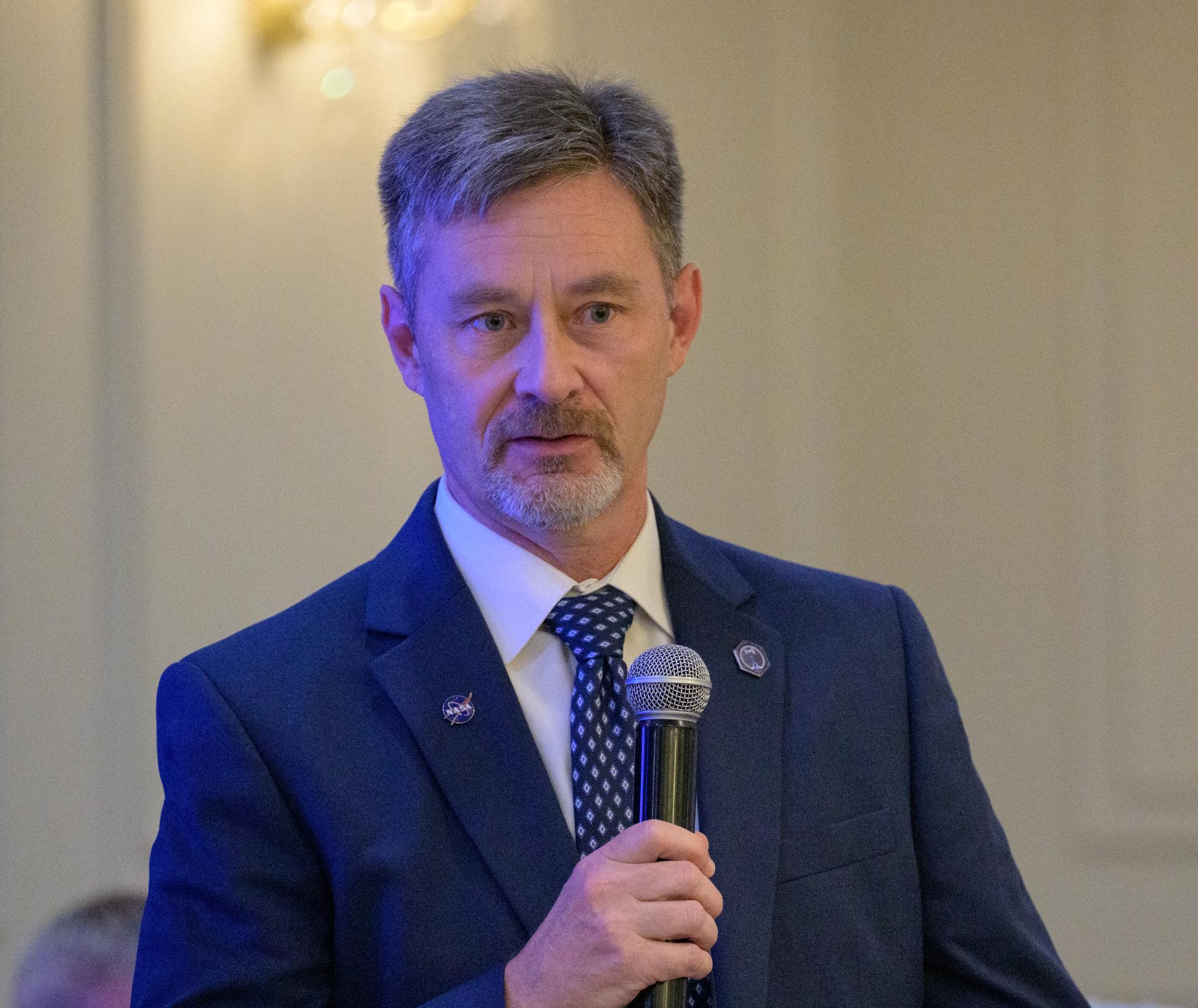 NASA Director for Human Space Flight Programs, Russia, Jay Marschke, along with Roscosmos, and Russian Search and Recovery Forces meet at the Cosmonaut Hotel in Karaganda, Kazakhstan, Sunday, Dec. 7, 2025, at a meeting to discuss the readiness for the landing of Expedition 73 NASA astronaut Jonny Kim, and Roscosmos cosmonauts Sergey Ryzhikov, and Alexey Zubritsky. Photo Credit: (NASA/Bill Ingalls)