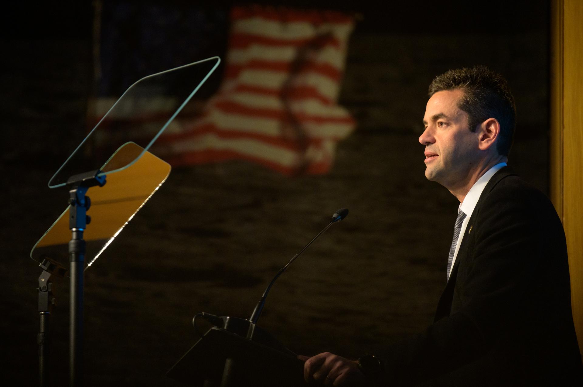 NASA Administrator Jared Isaacman speaks at an agency town hall a day after being sworn-in as the agency's 15th administrator, Friday, Dec. 19, 2025, at the Mary W. Jackson NASA Headquarters Building in Washington. Photo Credit: (NASA/Bill Ingalls)