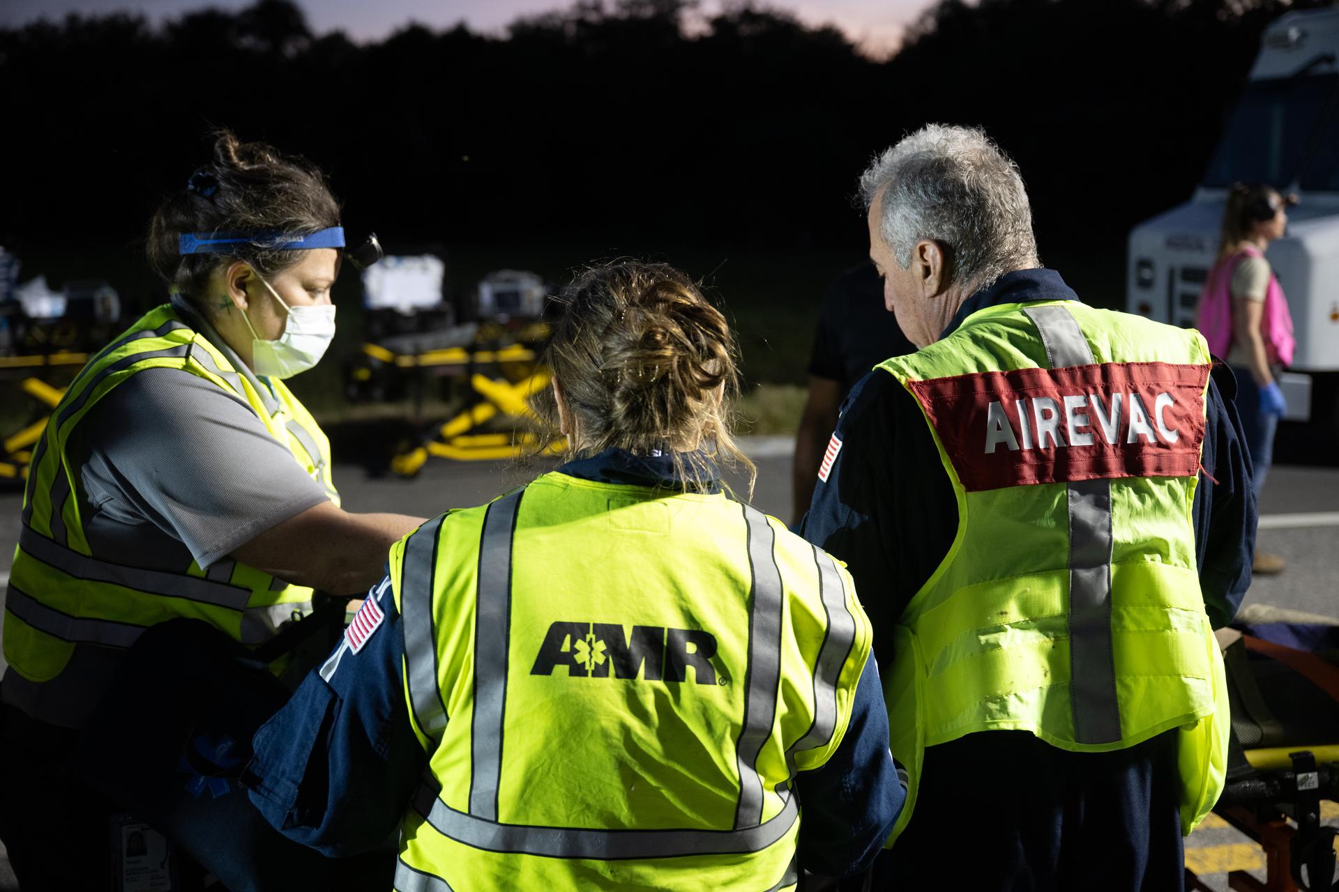Teams at NASA's Kennedy Space Center in Florida practiced various emergency rescue training scenarios with the Artemis II crew, Friday, Dec. 19, 2025, ahead of the Artemis II mission. In the unlikely event of an emergency during launch countdown at Launch Complex 39B, personnel will be transported in mine-resistant ambush protected vehicles, or MRAPS, from the pad and to one of the triage site locations at Kennedy. Photo Credit: (NASA/Joel Kowsky)