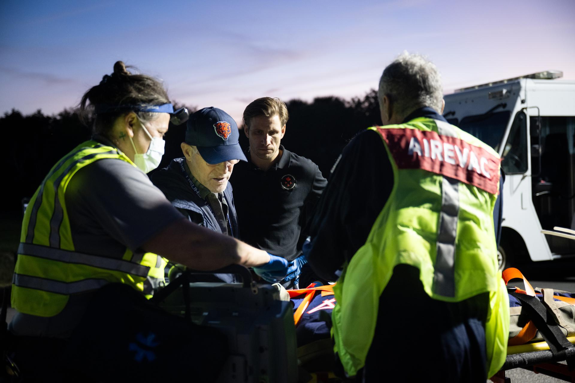 Teams at NASA's Kennedy Space Center in Florida practiced various emergency rescue training scenarios with the Artemis II crew, Friday, Dec. 19, 2025, ahead of the Artemis II mission. In the unlikely event of an emergency during launch countdown at Launch Complex 39B, personnel will be transported in mine-resistant ambush protected vehicles, or MRAPS, from the pad and to one of the triage site locations at Kennedy. Photo Credit: (NASA/Joel Kowsky)