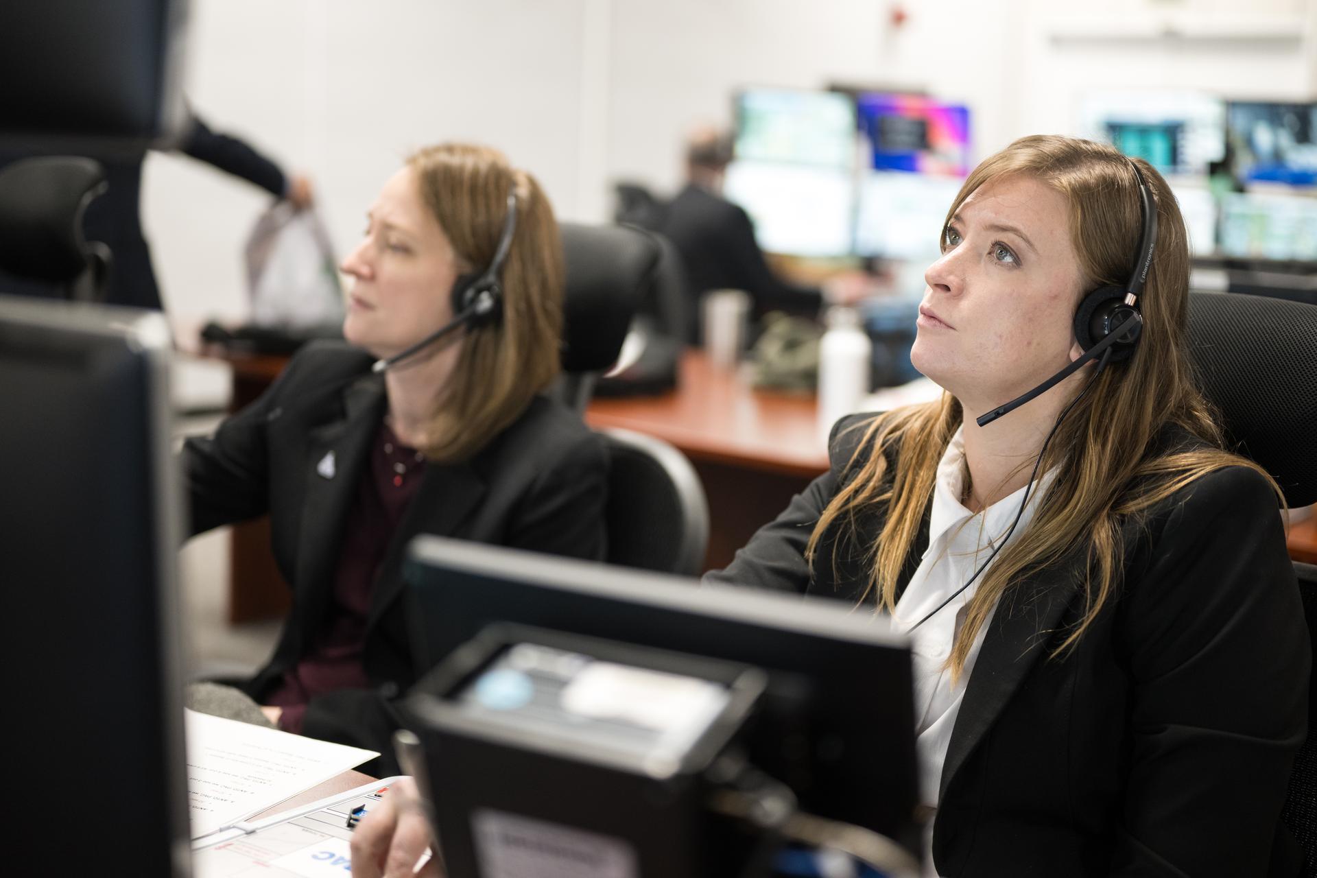 Teams monitor the progress of a Countdown Demonstration Test with Artemis II crewmembers NASA astronauts Reid Wiseman, commander; Victor Glover, pilot; Christina Koch, mission specialist; and CSA (Canadian Space Agency) astronaut Jeremy Hansen, mission specialist onboard their Orion spacecraft from Firing Room 2 of the Rocco A. Petrone Launch Control Center, Saturday, Dec. 20, 2025, at NASA’s Kennedy Space Center in Florida. For this operation, the Artemis II crew and launch teams are simulating the launch day timeline including suit-up, walkout, and spacecraft ingress and egress.  Through the Artemis campaign, NASA will send astronauts to explore the Moon for scientific discovery, economic benefits, and to build the foundation for the first crewed missions to Mars, for the benefit of all. Photo Credit: (NASA/Aubrey Gemignani)