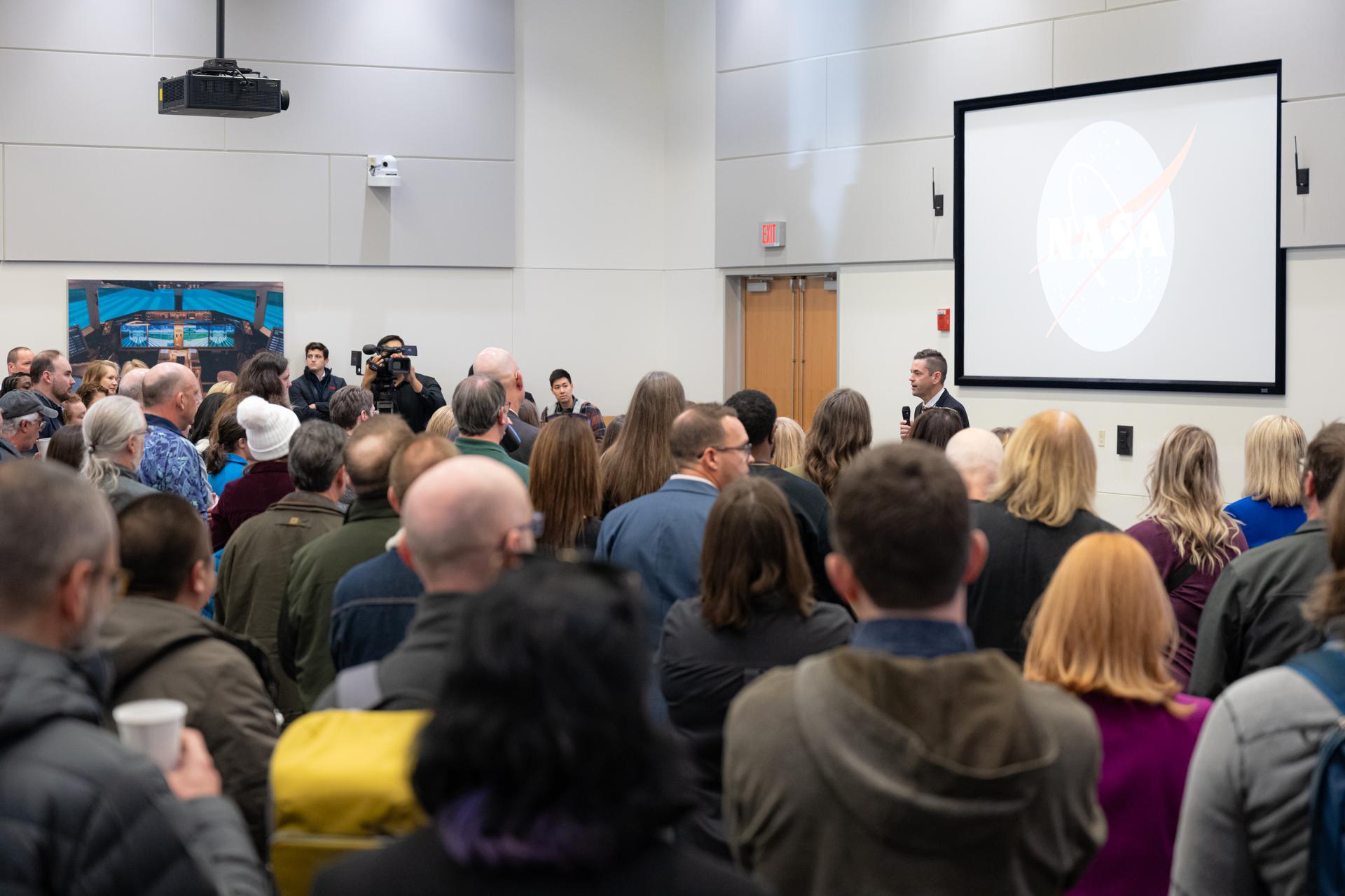NASA Administrator Jared Isaacman speaks during a workforce Q&A session, Monday, Jan. 12, 2026, at NASA’s Langley Research Center in Hampton, Va. Langley marks the second stop in Isaacman’s roadshow to visit NASA facilities and engage directly with the agency’s workforce. Photo Credit: (NASA/John Kraus)