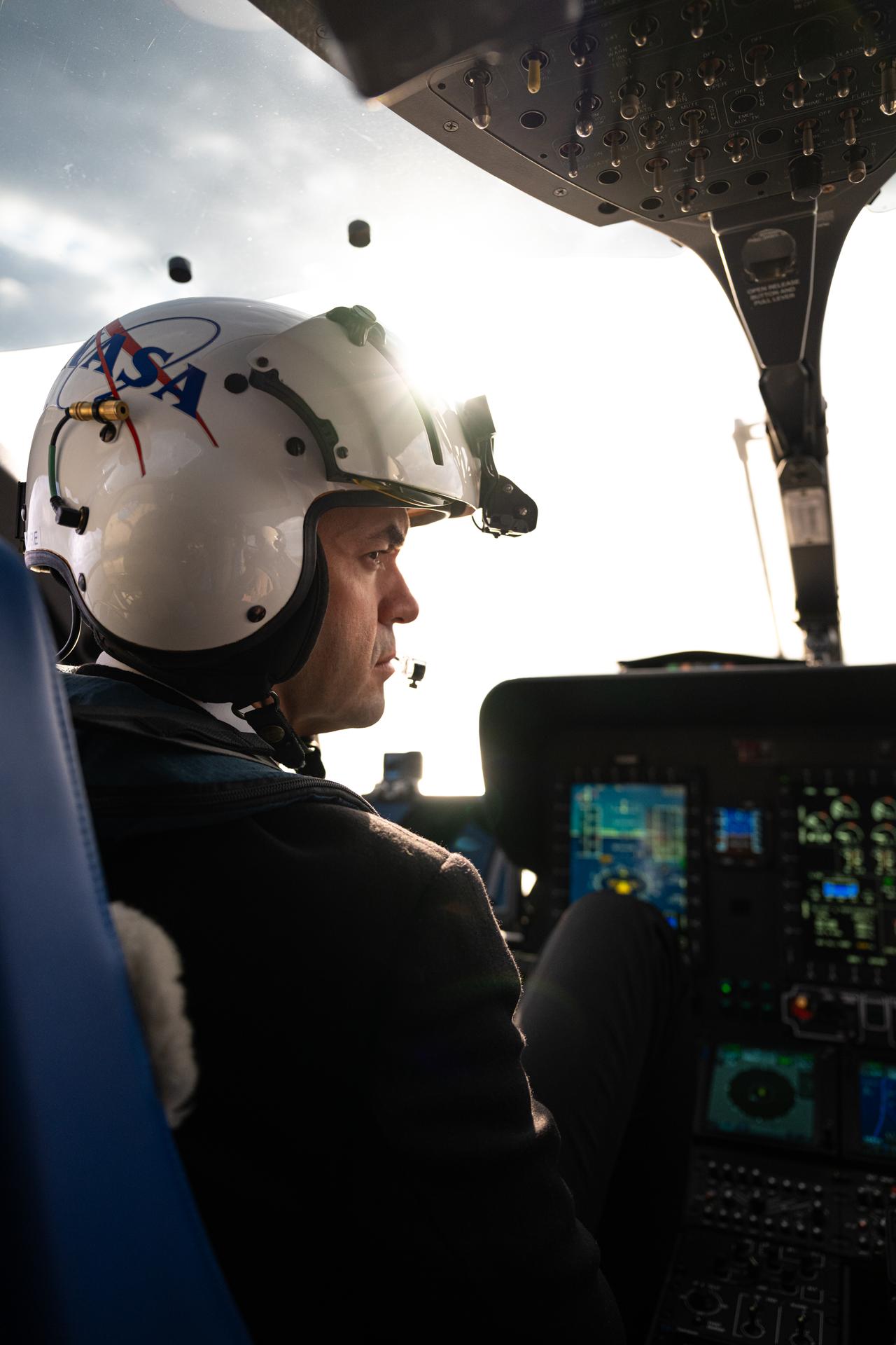 NASA Administrator Jared Isaacman participates in a helicopter tour of NASA’s Kennedy Space Center, Tuesday, Jan. 13, 2026, in Florida. Kennedy marks the fourth stop in Isaacman’s roadshow to visit NASA facilities and engage directly with the agency’s workforce. Photo Credit: (NASA/John Kraus)