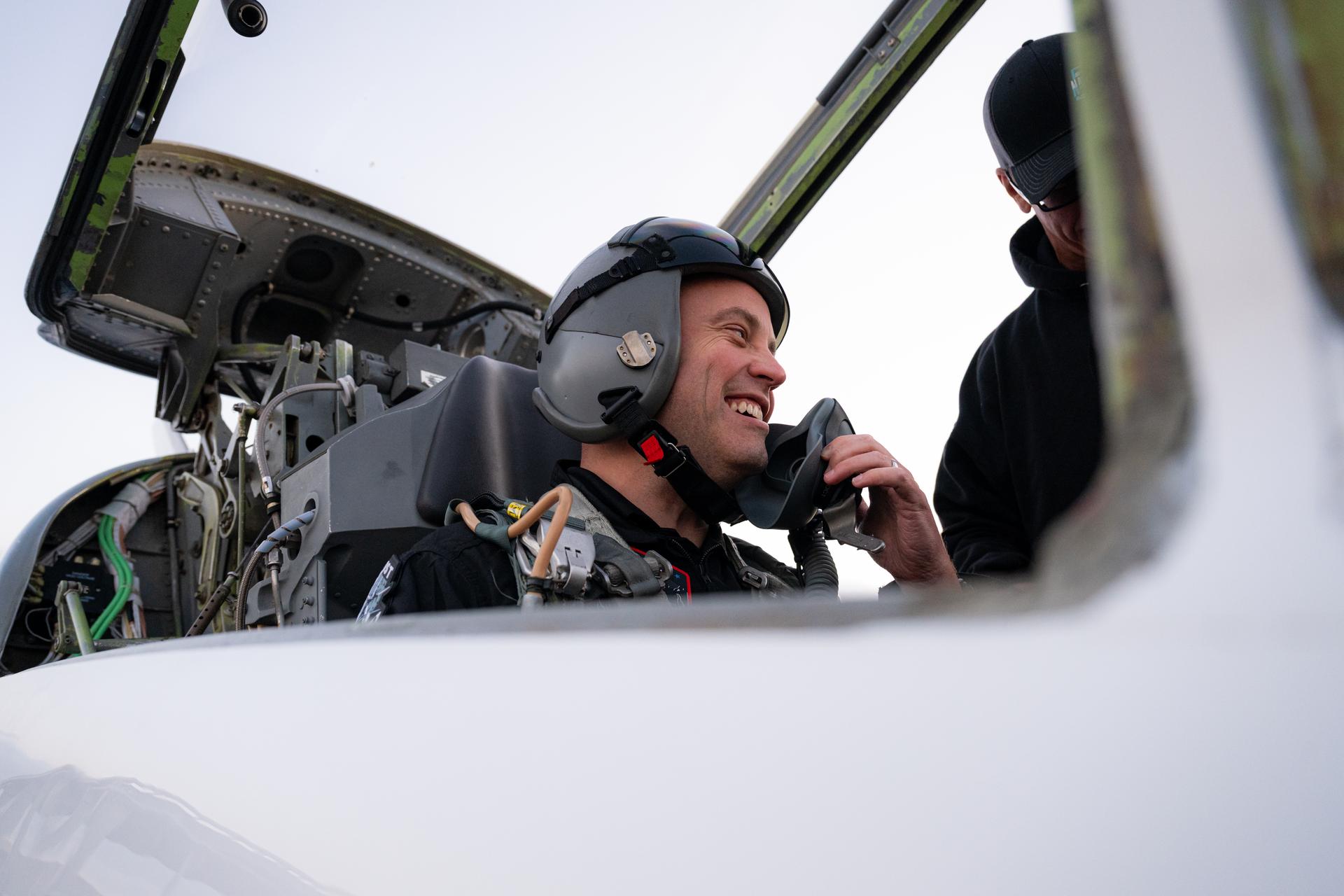 NASA employee Daniel Forrestel participates in an employee incentive flying event with NASA Administrator Jared Isaacman and his personal F-5 aircraft, Tuesday, Jan. 13, 2026, at NASA’s Kennedy Space Center in Florida. Photo Credit: (NASA/John Kraus)