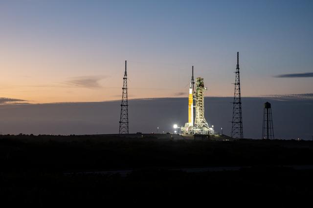 NASA’s Artemis II Space Launch System (SLS) rocket and Orion spacecraft are s...