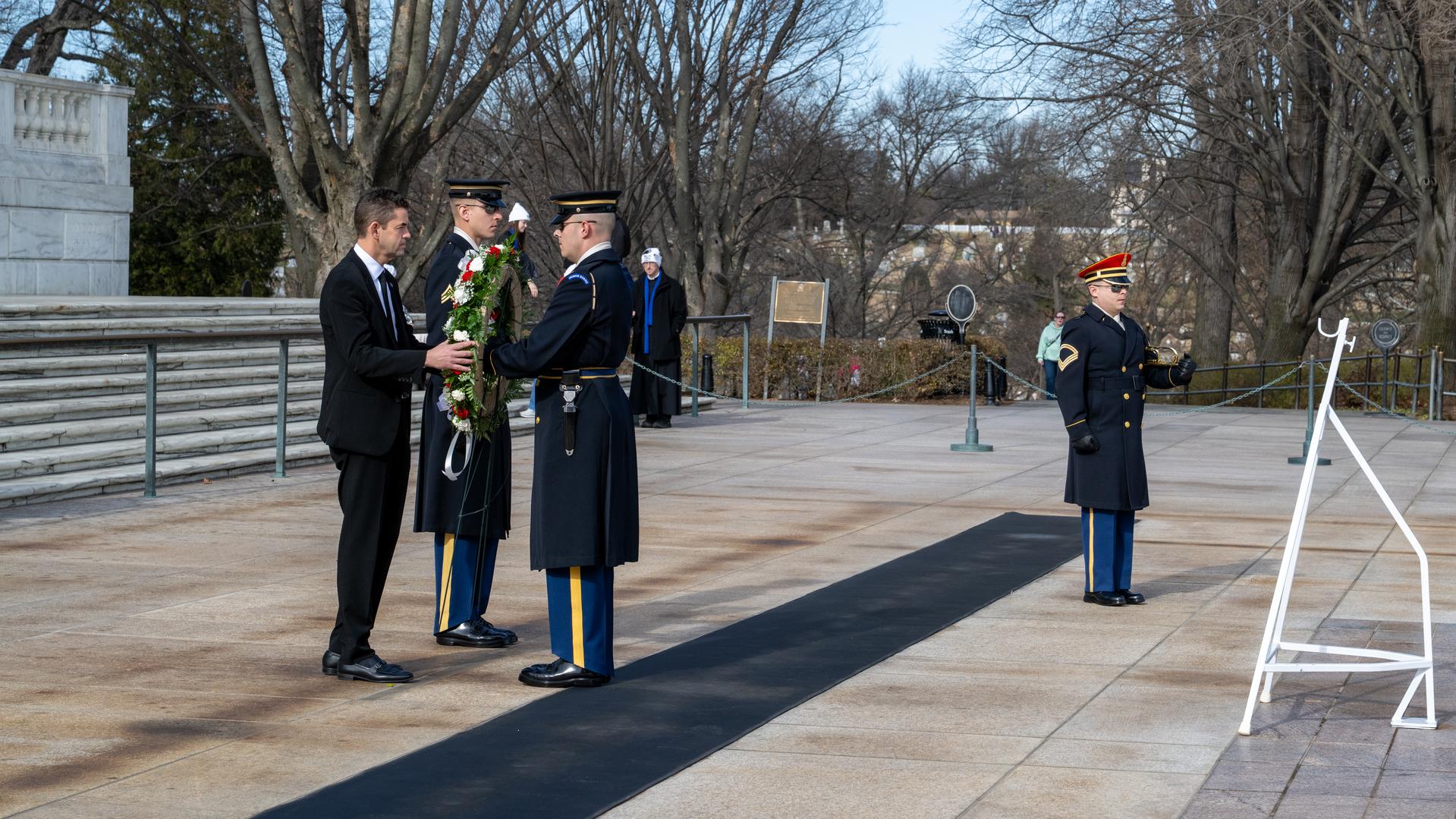 NASA Administrator Jared Isaacman lays a wreath at the Tomb of the Unknowns as part of NASA's Day of Remembrance, Thursday, Jan. 22, 2026, at Arlington National Cemetery in Arlington, Va. Wreaths were laid in memory of those men and women who lost their lives in the quest for space exploration. Photo Credit: (NASA/Keegan Barber)