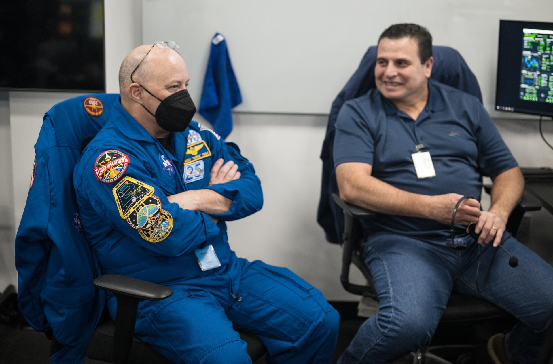 Scott Tingle, Chief of the Astronaut Office, monitors the countdown during a dress rehearsal in preparation for the launch of a SpaceX Falcon 9 rocket carrying the company's Dragon spacecraft on NASA’s SpaceX Crew-12 mission with NASA astronauts Jessica Meir, Jack Hathaway, ESA (European Space Agency) astronaut Sophie Adenot, and Roscosmos cosmonaut Andrey Fedyaev onboard, Monday, Feb. 9, 2026, in the control room of SpaceX’s HangarX at NASA’s Kennedy Space Center in Florida. NASA’s SpaceX Crew-12 mission is the twelfth crew rotation mission of the SpaceX Dragon spacecraft and Falcon 9 rocket to the International Space Station as part of the agency’s Commercial Crew Program. Meir, Hathaway, Adenot, and Fedyaev will launch from Space Launch Complex 40 at the Cape Canaveral Space Force Station. Photo Credit: (NASA/Aubrey Gemignani)