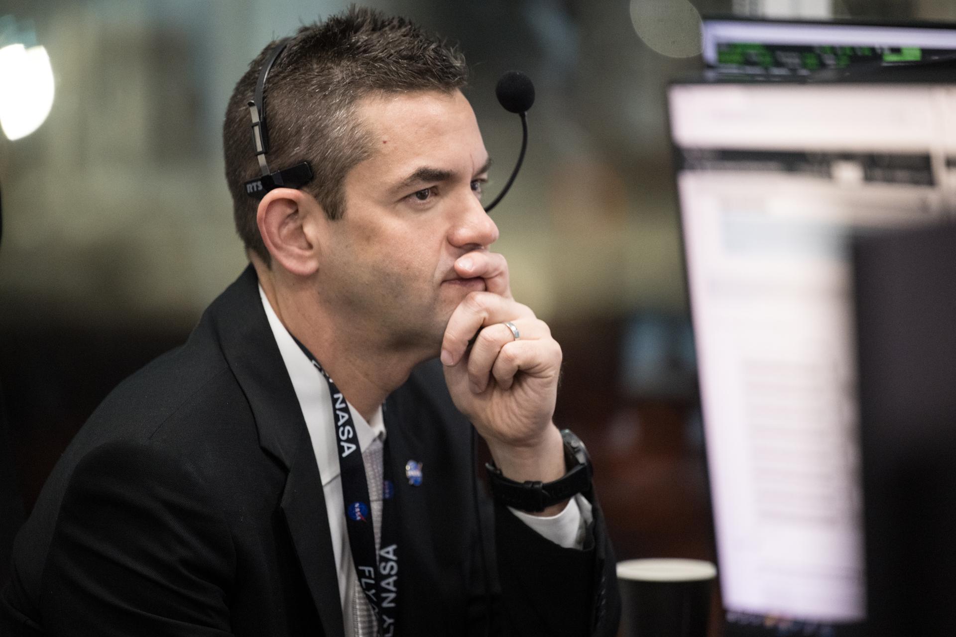 NASA Administrator Jared Isaacman monitors the countdown of the launch of a SpaceX Falcon 9 rocket carrying the company's Dragon spacecraft on NASA’s SpaceX Crew-12 mission with NASA astronauts Jessica Meir, Jack Hathaway, ESA (European Space Agency) astronaut Sophie Adenot, and Roscosmos cosmonaut Andrey Fedyaev onboard, Friday, Feb. 13, 2026, in the control center of SpaceX’s HangarX at NASA’s Kennedy Space Center in Florida. NASA’s SpaceX Crew-12 mission is the twelfth crew rotation mission of the SpaceX Dragon spacecraft and Falcon 9 rocket to the International Space Station as part of the agency’s Commercial Crew Program. Meir, Hathaway, Adenot, and Fedyaev are scheduled to launch at 5:15 a.m. EST, from Space Launch Complex 40 at the Cape Canaveral Space Force Station. Photo Credit: (NASA/Aubrey Gemignani)