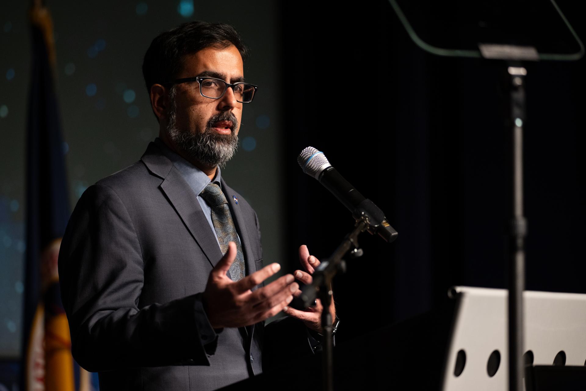 NASA Associate Administrator Amit Kshatriya discuss a report of findings examining the Boeing CST-100 Starliner Crewed Flight Test, Thursday, Feb. 19, 2026, at the Mary W. Jackson NASA Headquarters building in Washington. Photo Credit: (NASA/Joel Kowsky)