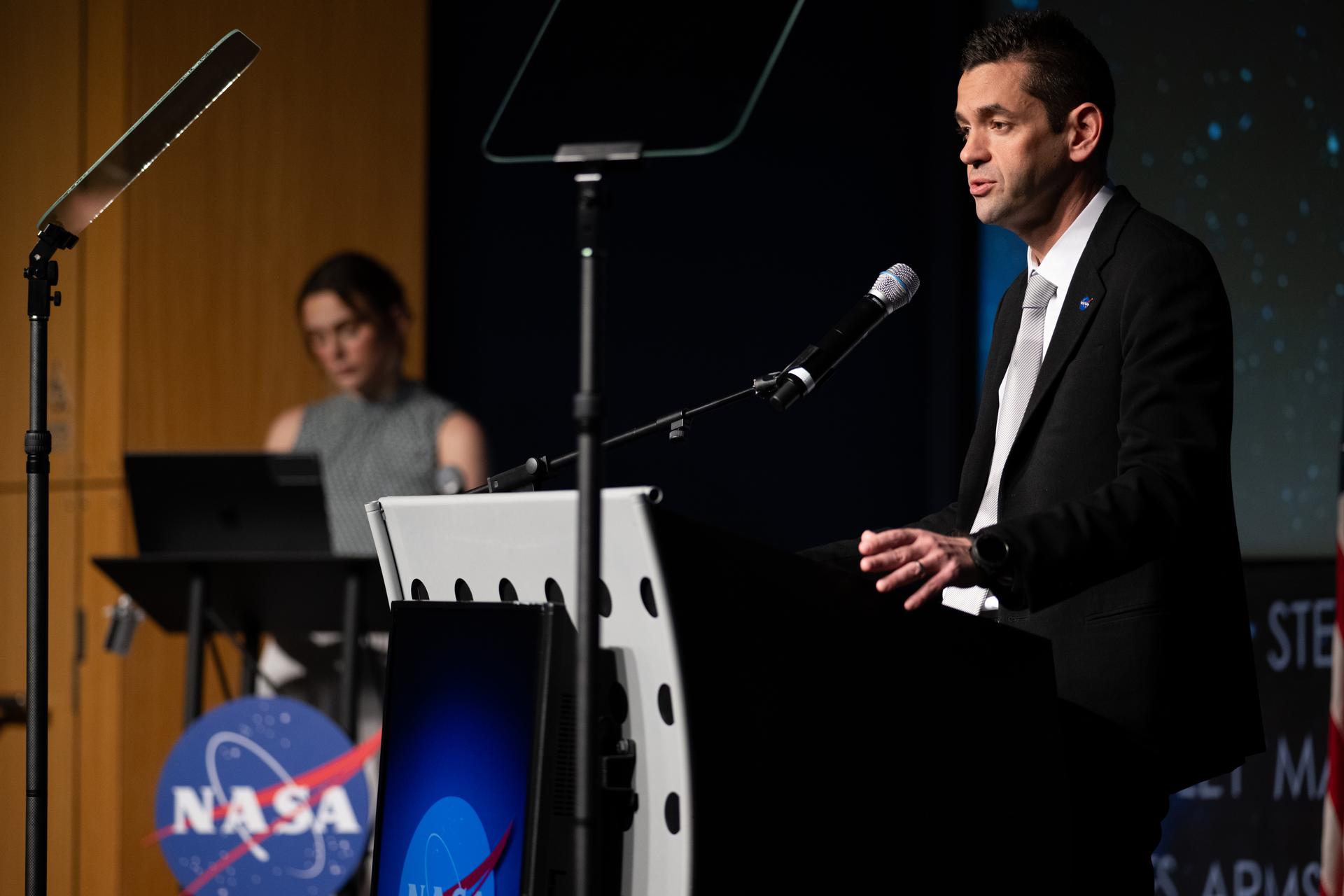NASA Administrator Jared Isaacman discusses a report of findings examining the Boeing CST-100 Starliner Crewed Flight Test, Thursday, Feb. 19, 2026, at the Mary W. Jackson NASA Headquarters building in Washington. Photo Credit: (NASA/Joel Kowsky)