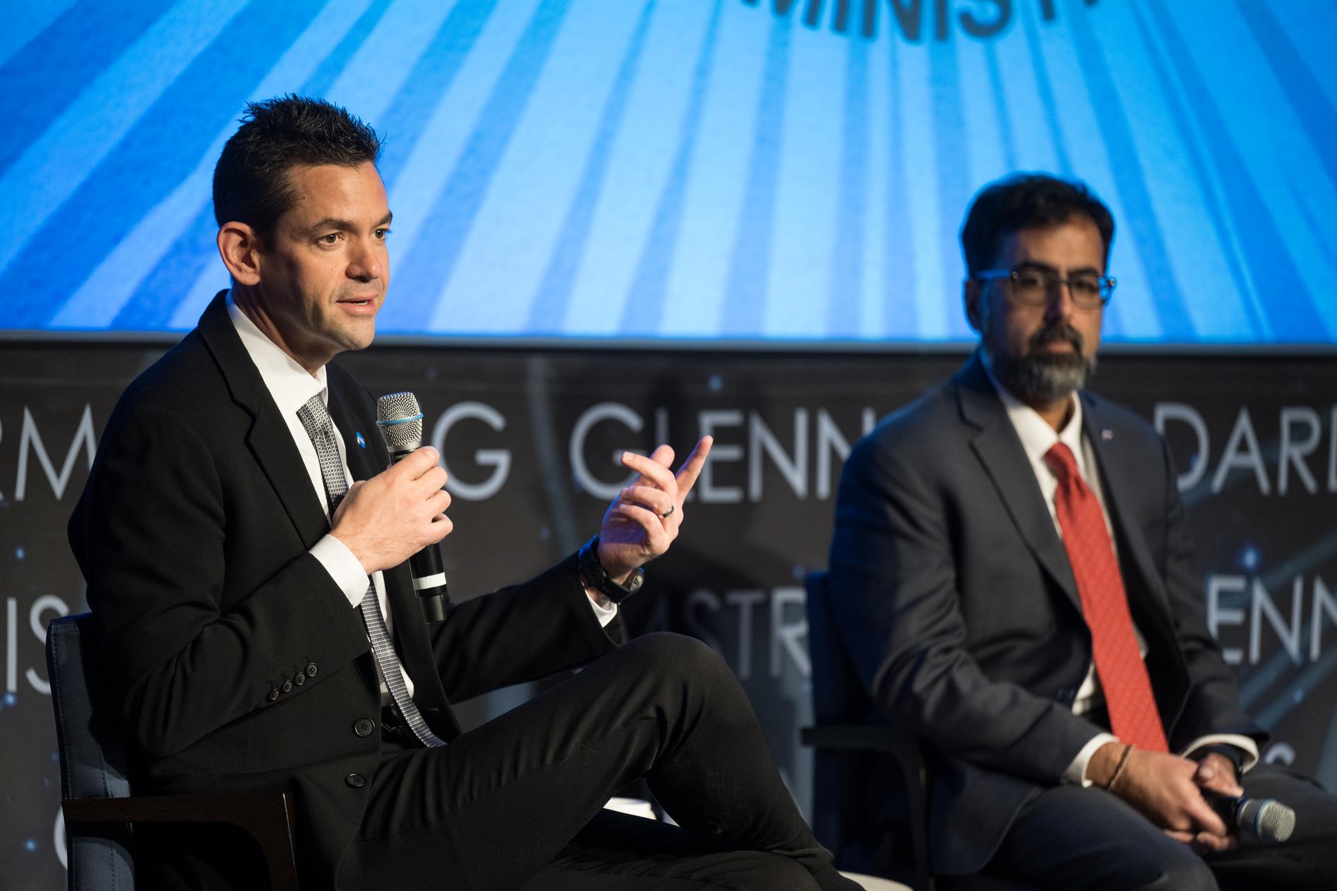 NASA Administrator Jared Isaacman and NASA Associate Administrator Amit Kshatriya, speak with the agency workforce during a monthly coffee and donuts with the Administrator event, Tuesday, Feb. 24, 2026, at the Mary W. Jackson NASA Headquarters building in Washington. Photo Credit: (NASA/Aubrey Gemignani)