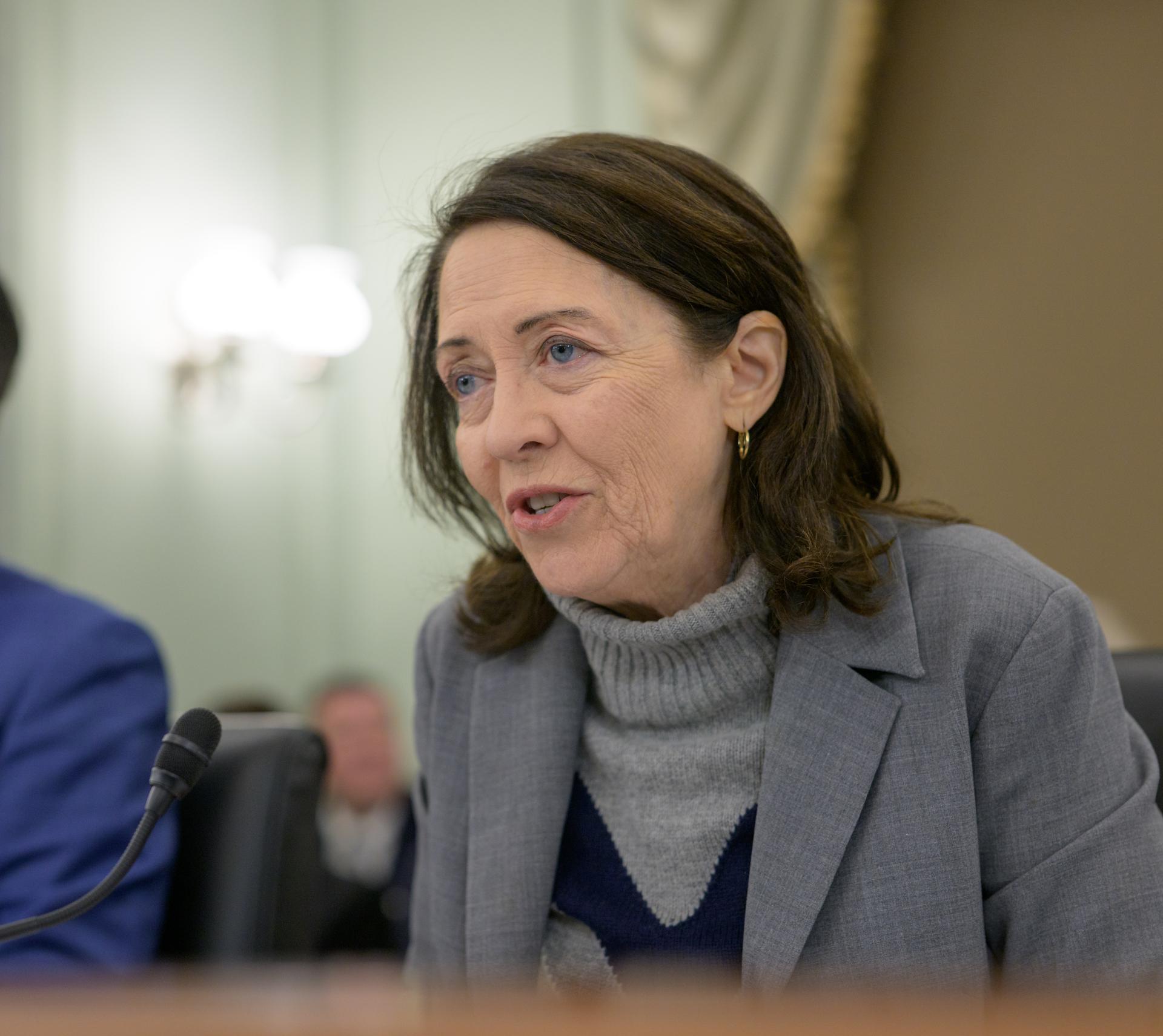 Sen. Maria Cantwell, D-WA, Ranking Member of the Senate Committee on Commerce, Science, and Transportation Maria Cantwell, questions Matthew Anderson, President Trumps' nominee to be Deputy Administrator of the National Aeronautics and Space Administration, during a confirmation hearing, Thursday, March 5, 2026, at the Russell Senate Office Building in Washington. Photo Credit: (NASA/Bill Ingalls)