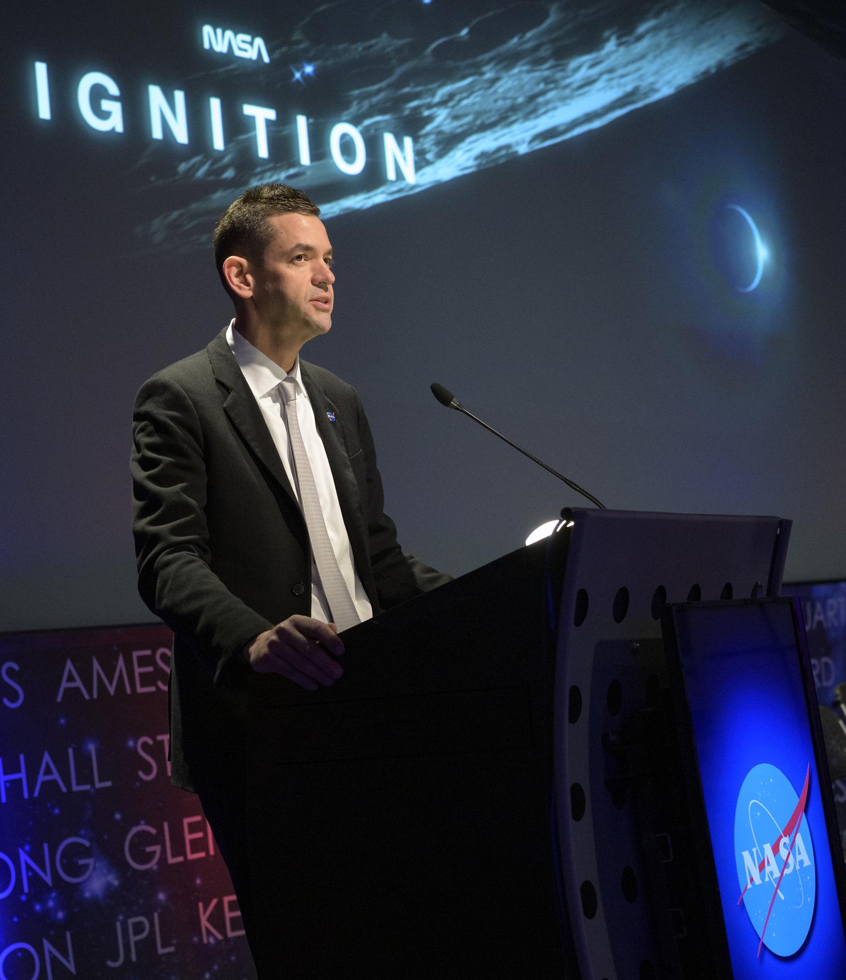 NASA Administrator Jared Isaacman speaks during an event where NASA is outlining how the agency is executing President Donald J. Trump’s National Space Policy and accelerating preparations for America’s return to the surface of the Moon by 2028, Tuesday, March 24, 2026, at the Mary W. Jackson NASA Headquarters building in Washington. During the event NASA leadership provided updates on mission priorities, including sending the first astronauts to the lunar surface in more than 50 years, establishing the initial elements of a permanent lunar base, getting America underway in space on nuclear propulsion, and other objectives. Photo Credit: (NASA/Bill Ingalls)