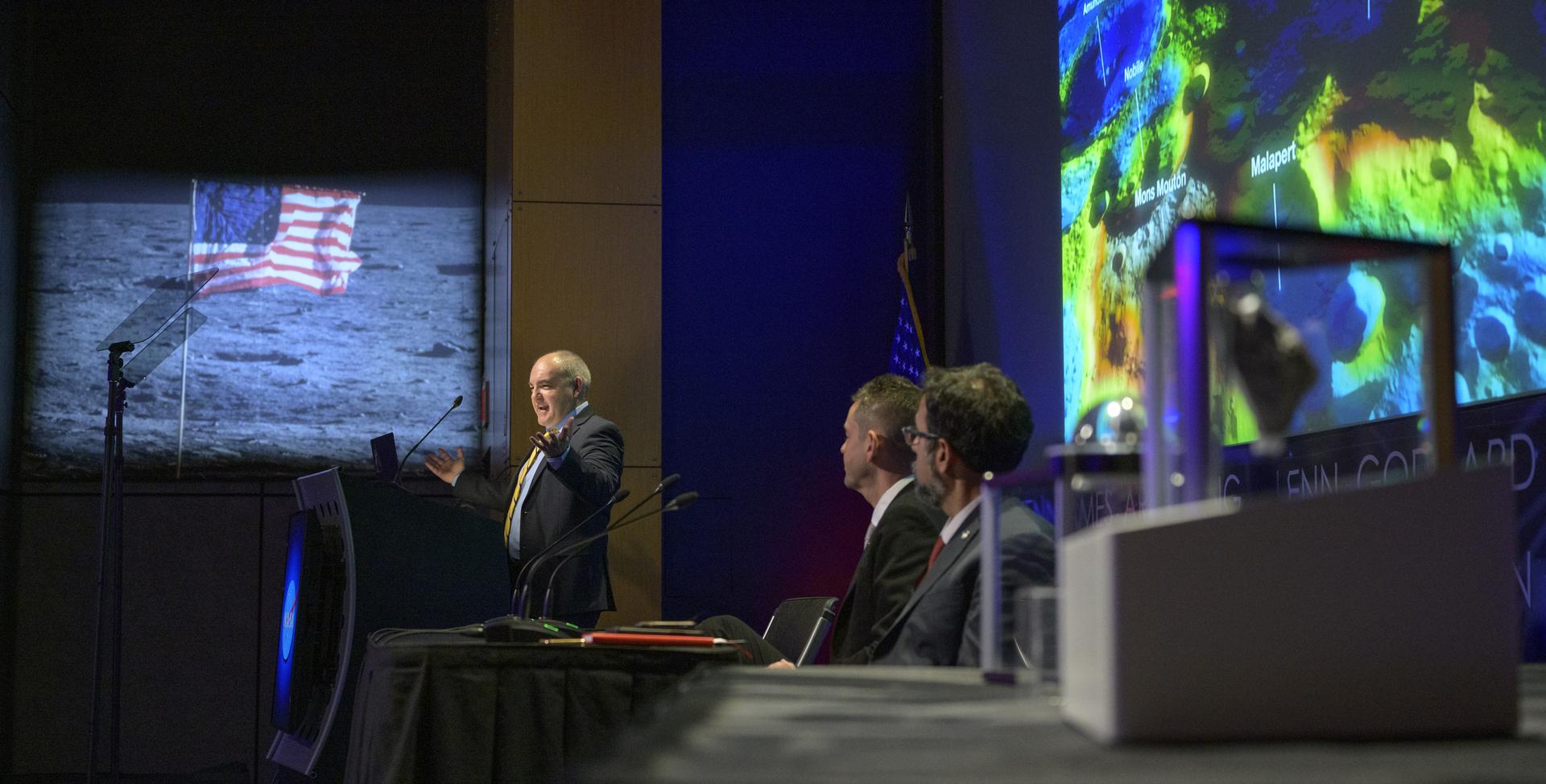 NASA Moon Base Program Executive Carlos Garcia-Galan speaks during an event where NASA is outlining how the agency is executing President Donald J. Trump’s National Space Policy and accelerating preparations for America’s return to the surface of the Moon by 2028, Tuesday, March 24, 2026, at the Mary W. Jackson NASA Headquarters building in Washington. During the event NASA leadership provided updates on mission priorities, including sending the first astronauts to the lunar surface in more than 50 years, establishing the initial elements of a permanent lunar base, getting America underway in space on nuclear propulsion, and other objectives. Photo Credit: (NASA/Bill Ingalls)